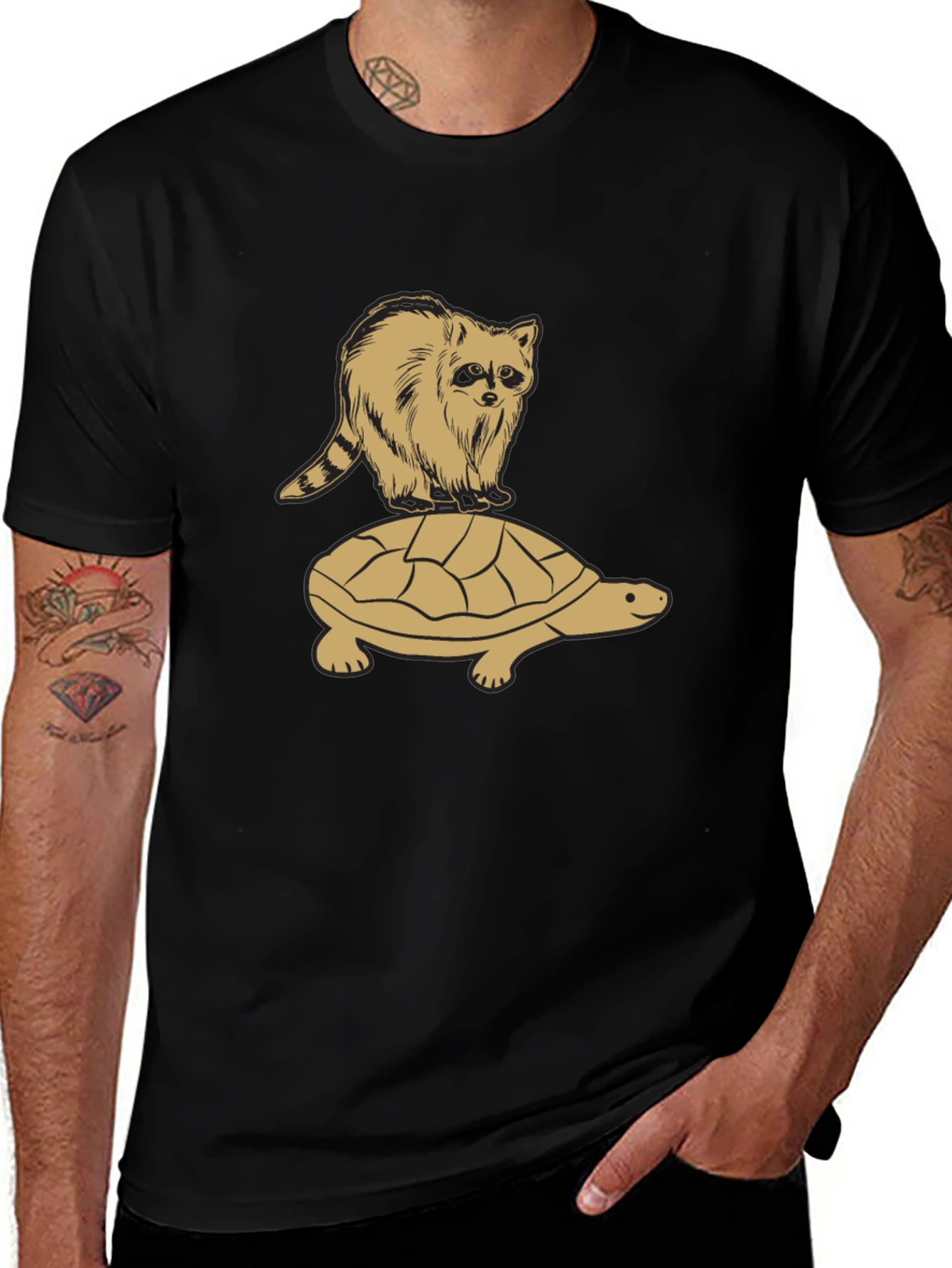 Variant 6 of Raccoon Riding Turtle Graphic T-Shirt
