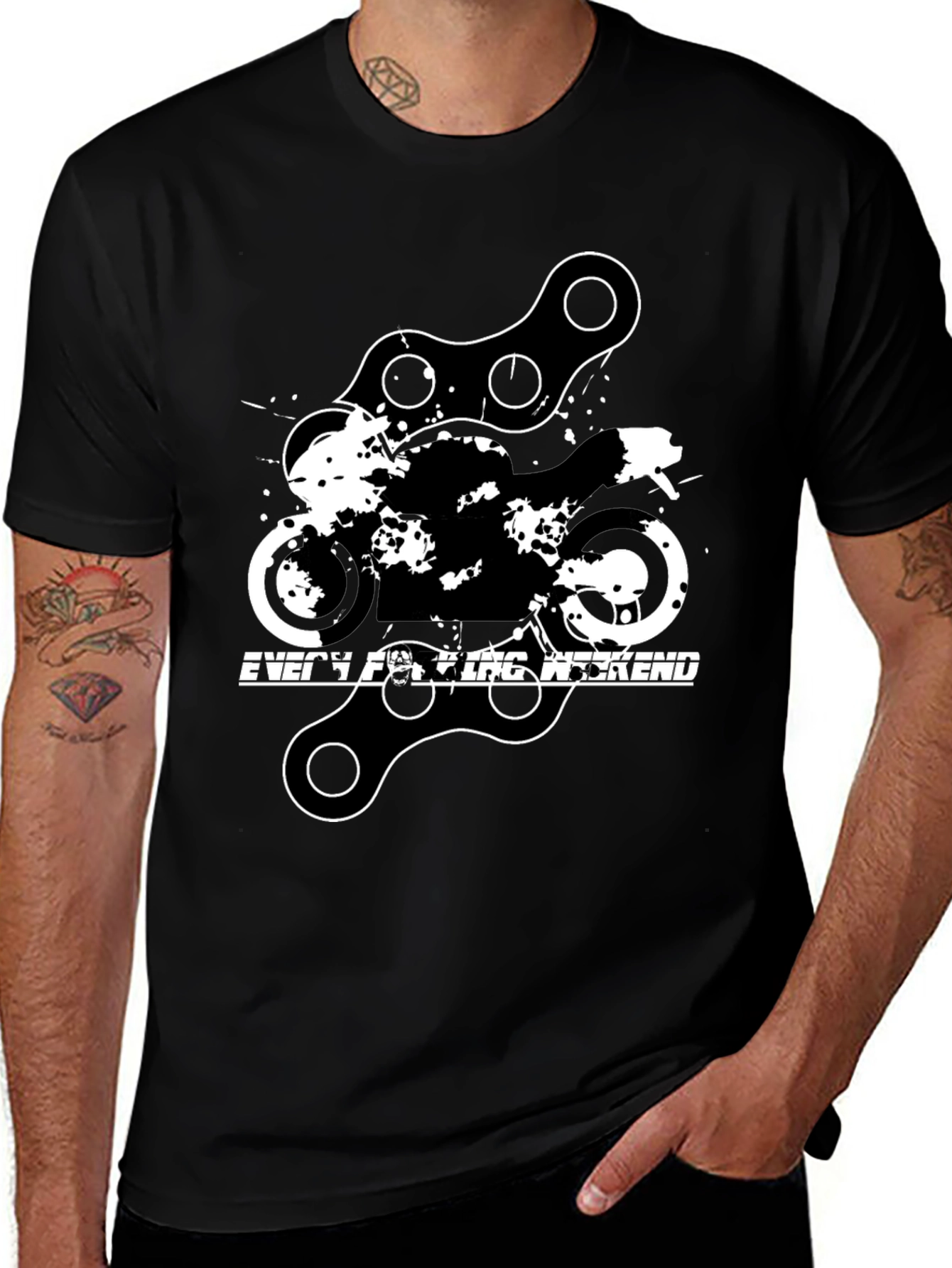Variant 18 of Motorcycle Chain Graphic T-Shirt - Ride Every Weekend