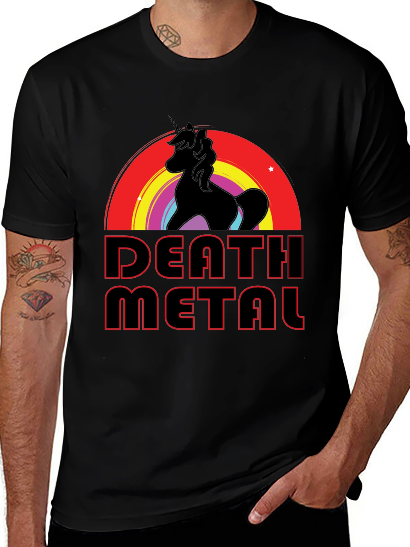 Variant 3 of Death Metal Unicorn Rainbow T-Shirt