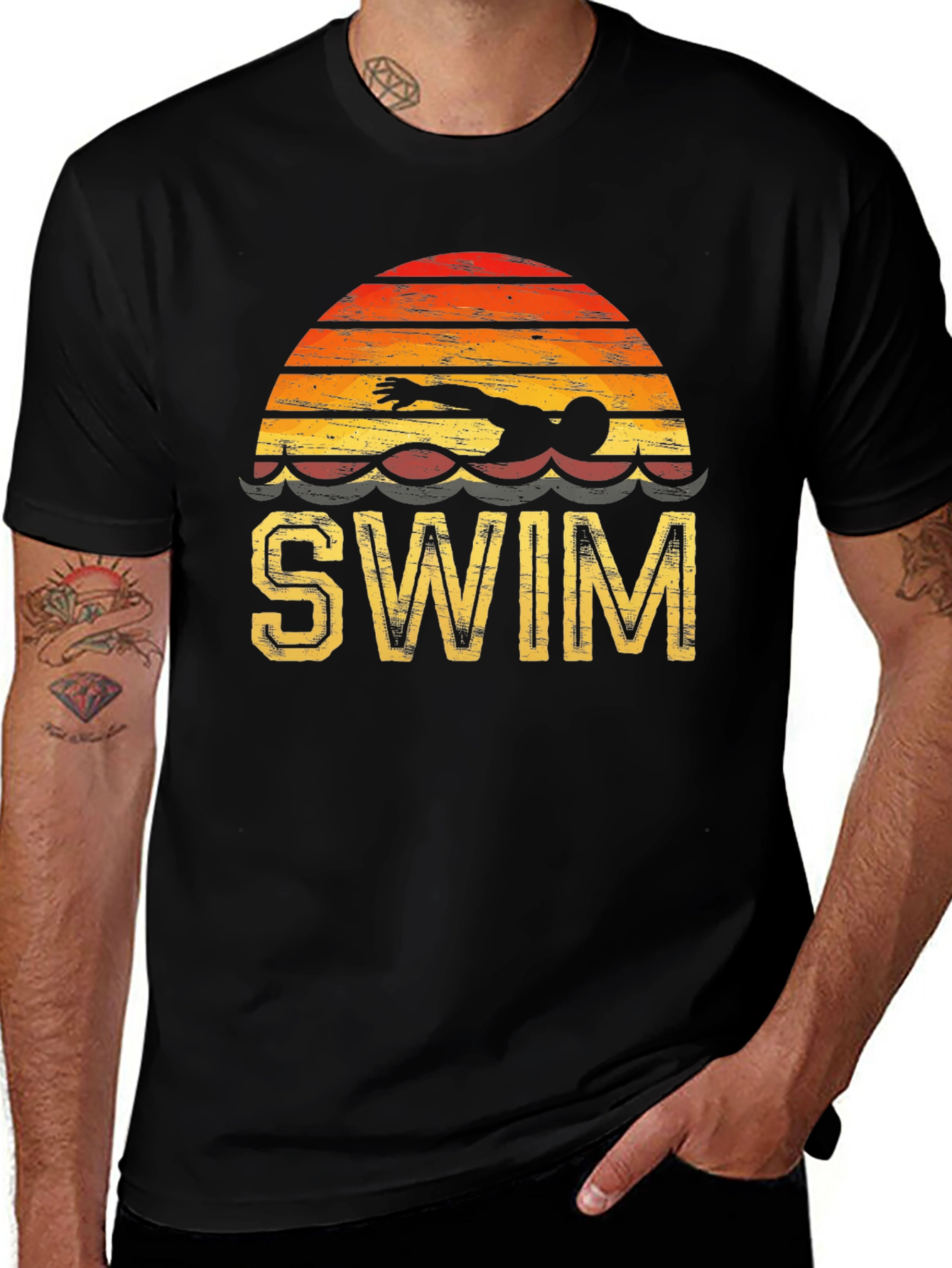 Retro Swim T-Shirt - Vintage Style Swimmer Tee