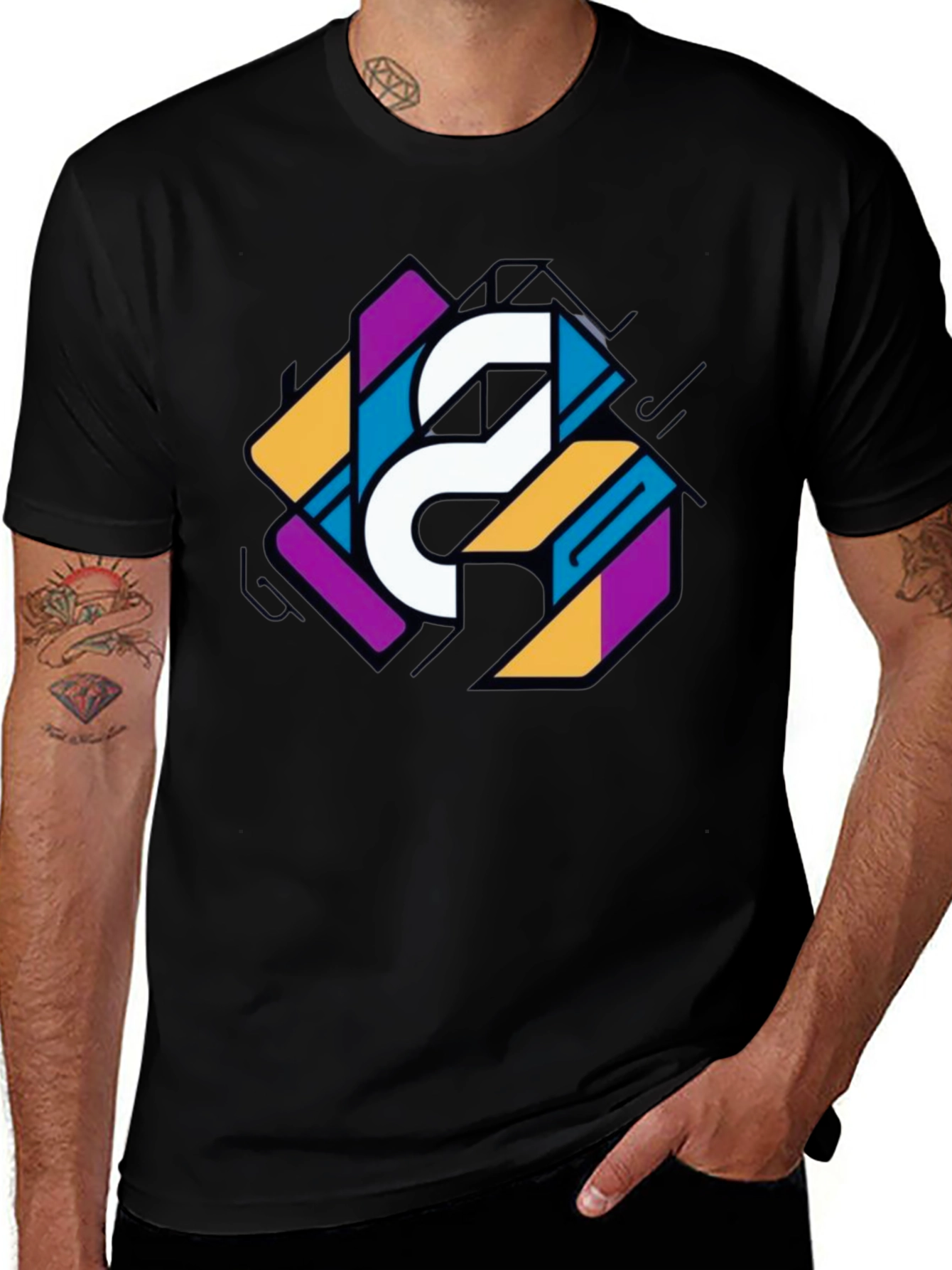 Variant 9 of Geometric Graphic Print Tee - Modern Style