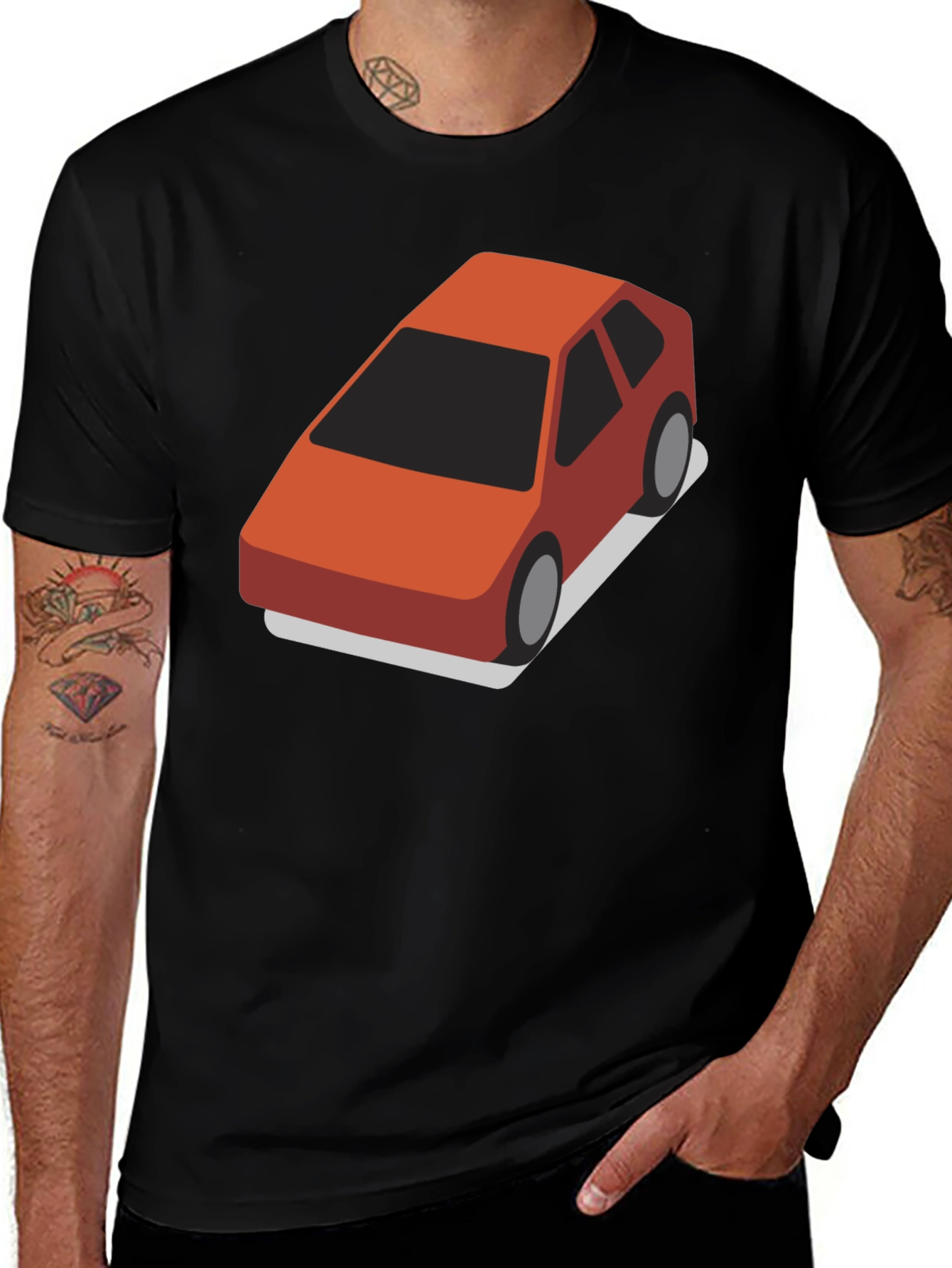 Variant 29 of Isometric Car Graphic Tee - Black Cotton Blend T-Shirt