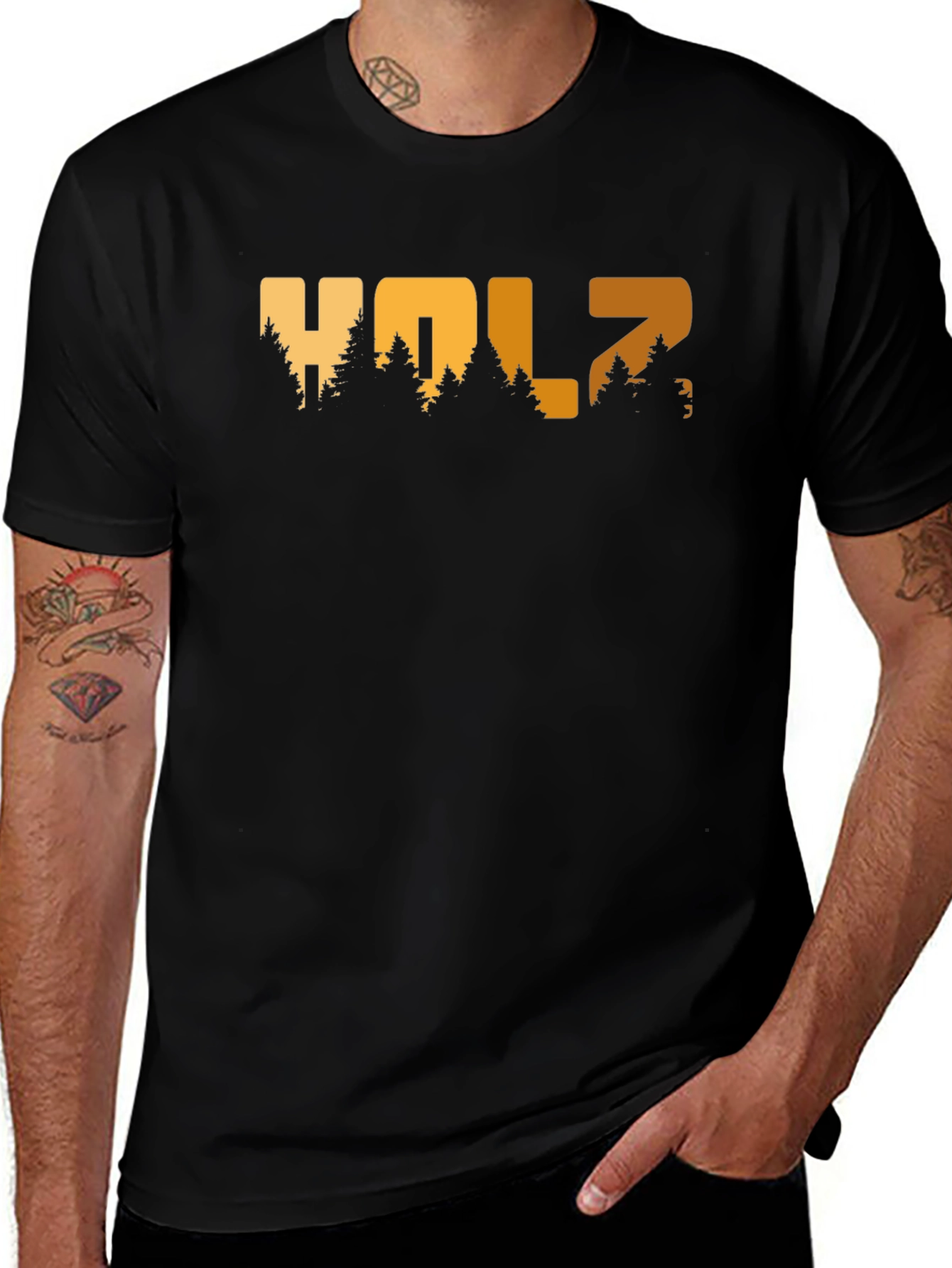 Variant 5 of Holz Forest Design Black T-Shirt