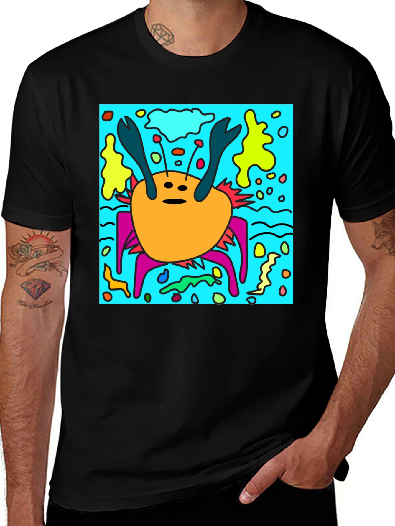 Variant 21 of Funky Crab Graphic Print Tee -  Unique Statement Piece