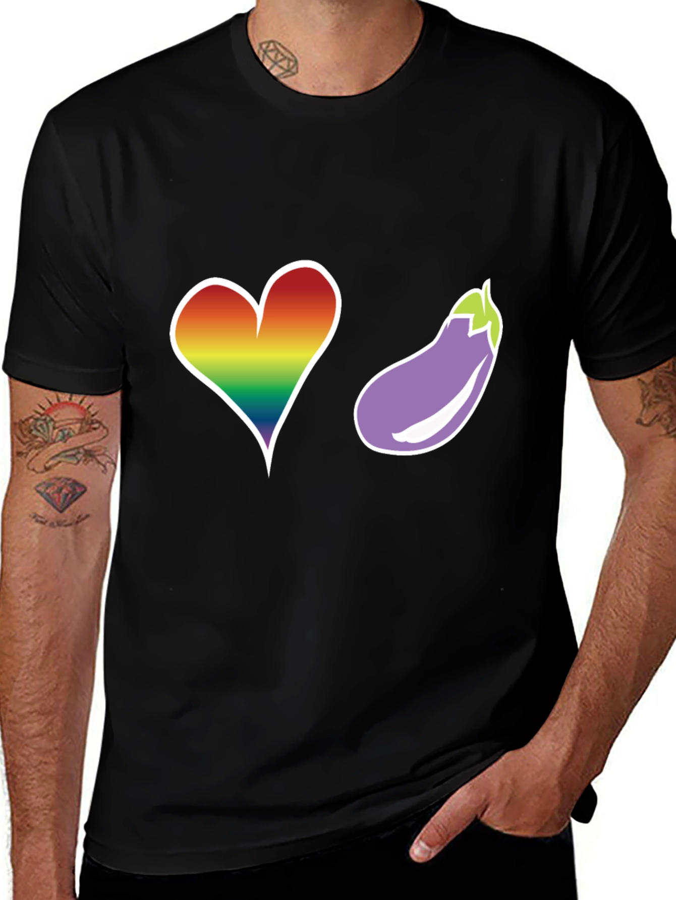 Variant 29 of Rainbow Heart & Eggplant T-Shirt