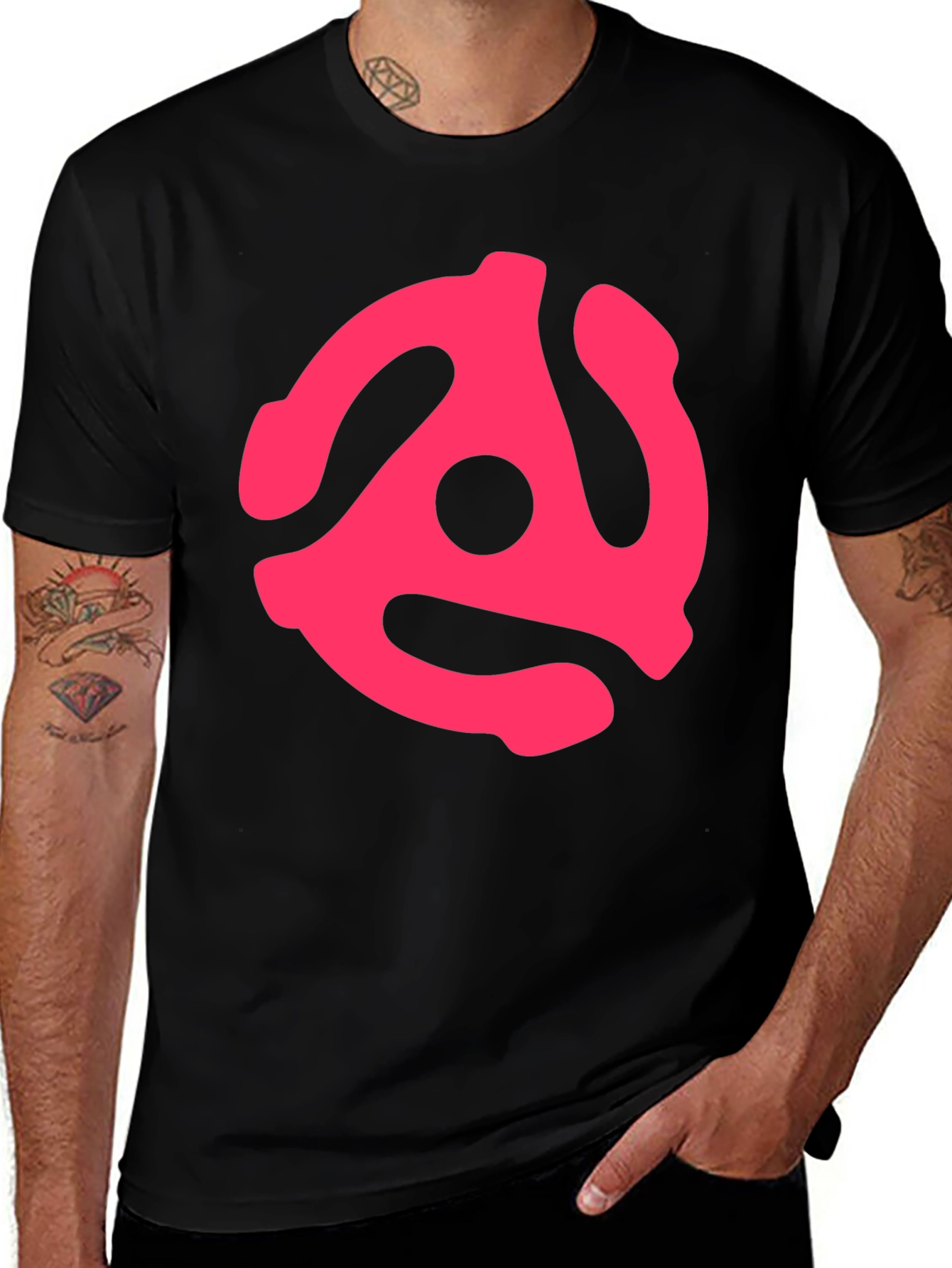 Retro Record Adapter Graphic Tee - Black