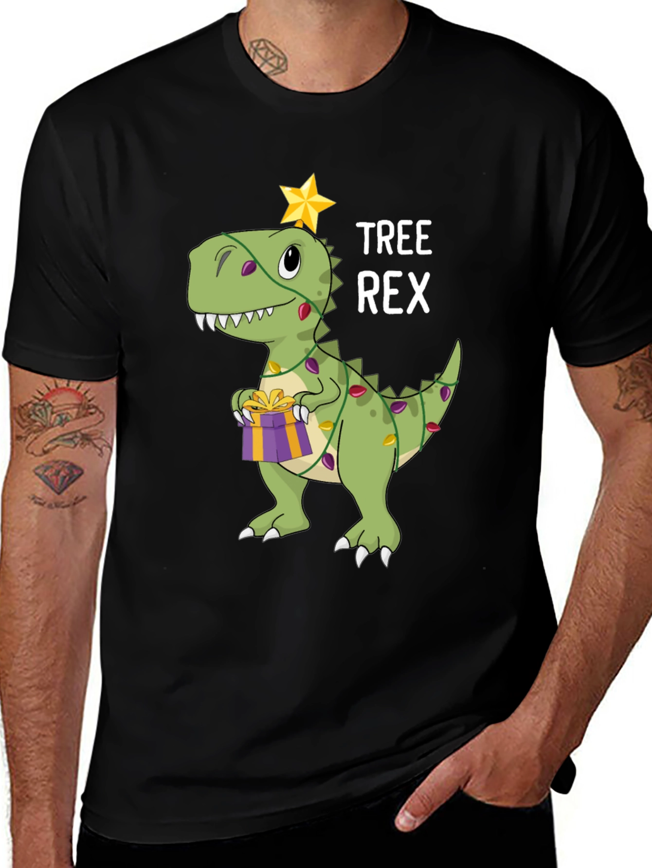 Variant 26 of Tree Rex Dinosaur Christmas Graphic T-Shirt
