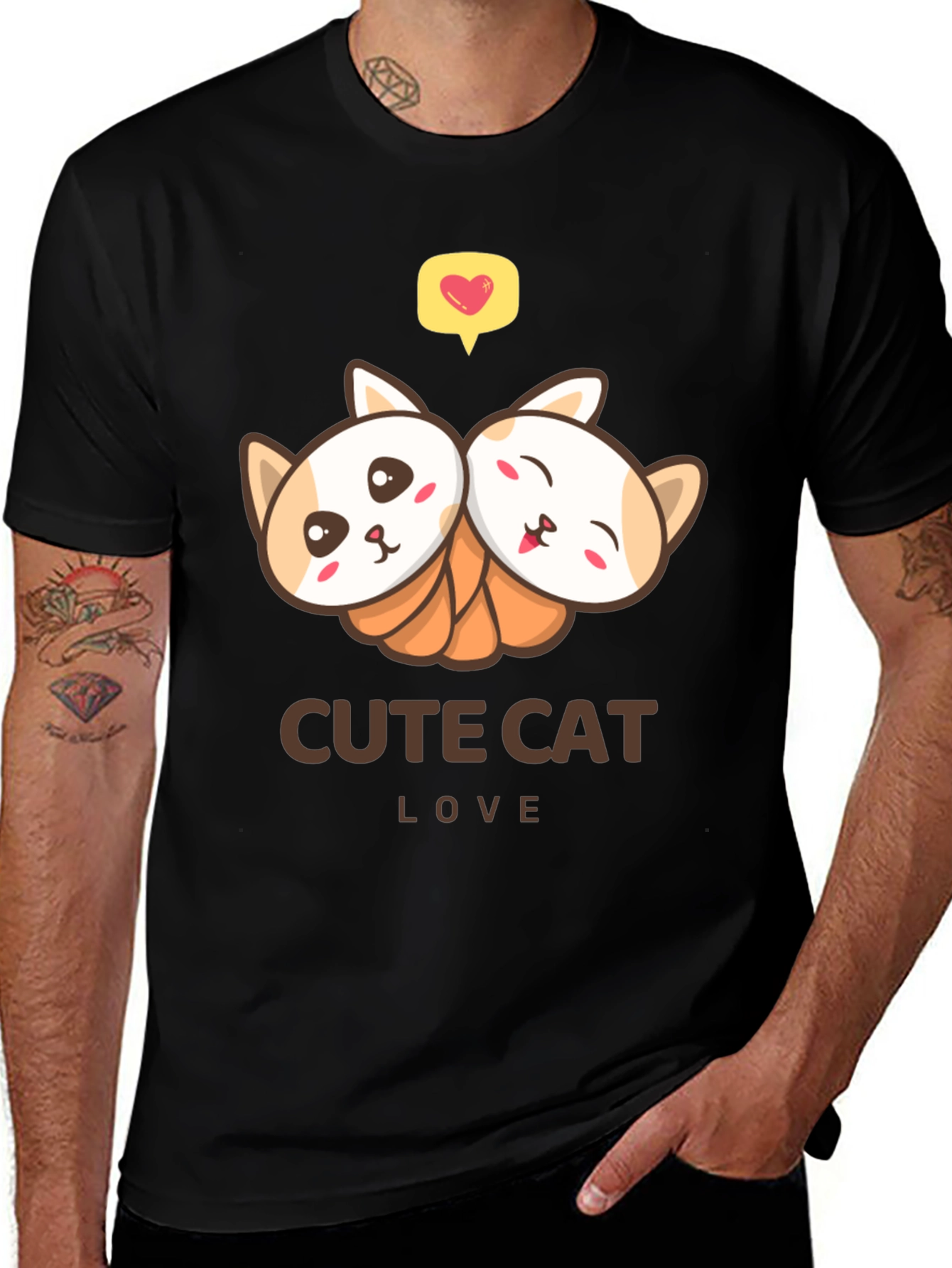 Variant 17 of Cute Cat Love Graphic T-Shirt
