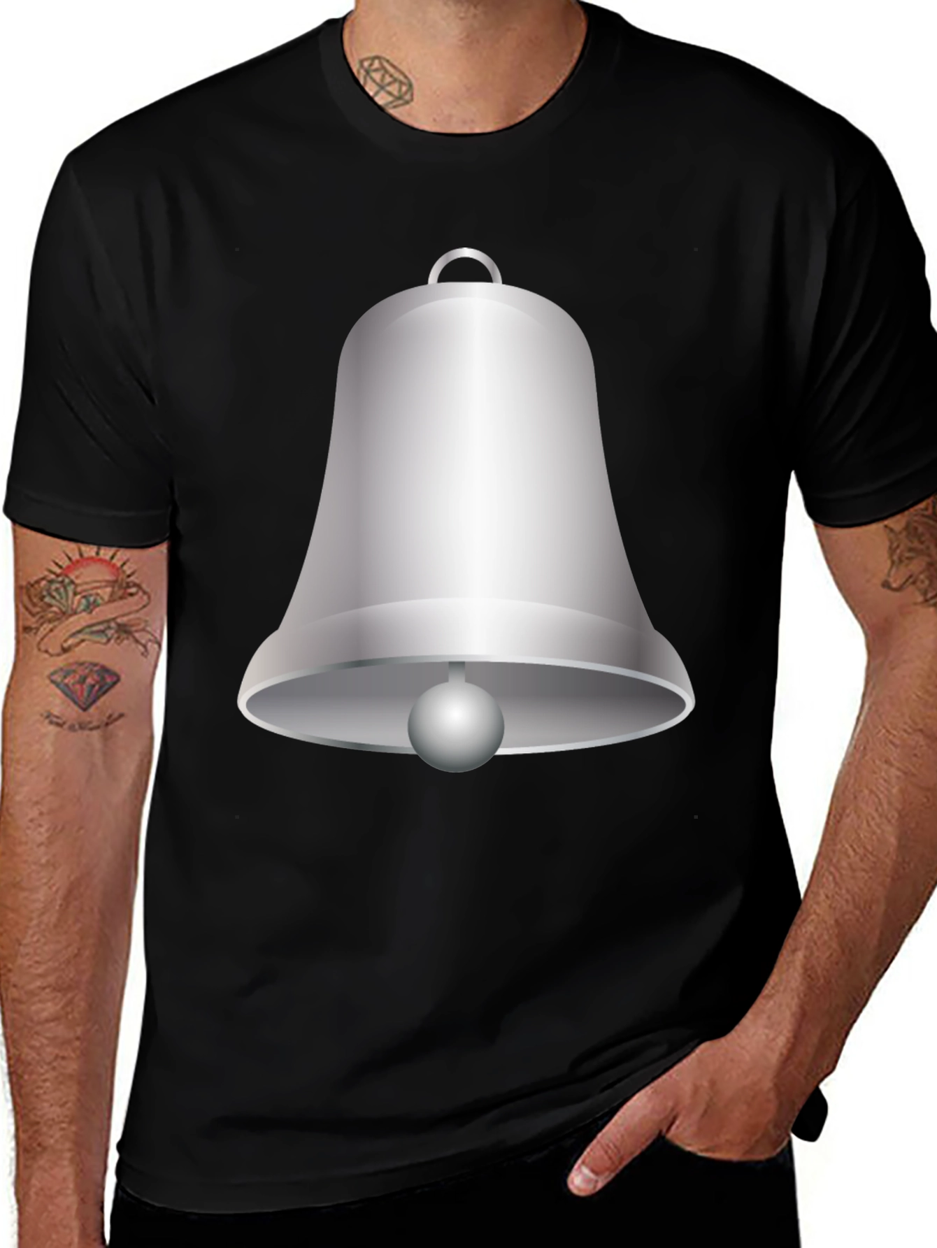 Variant 12 of Novelty Bell Graphic T-Shirt - Casual Black Tee