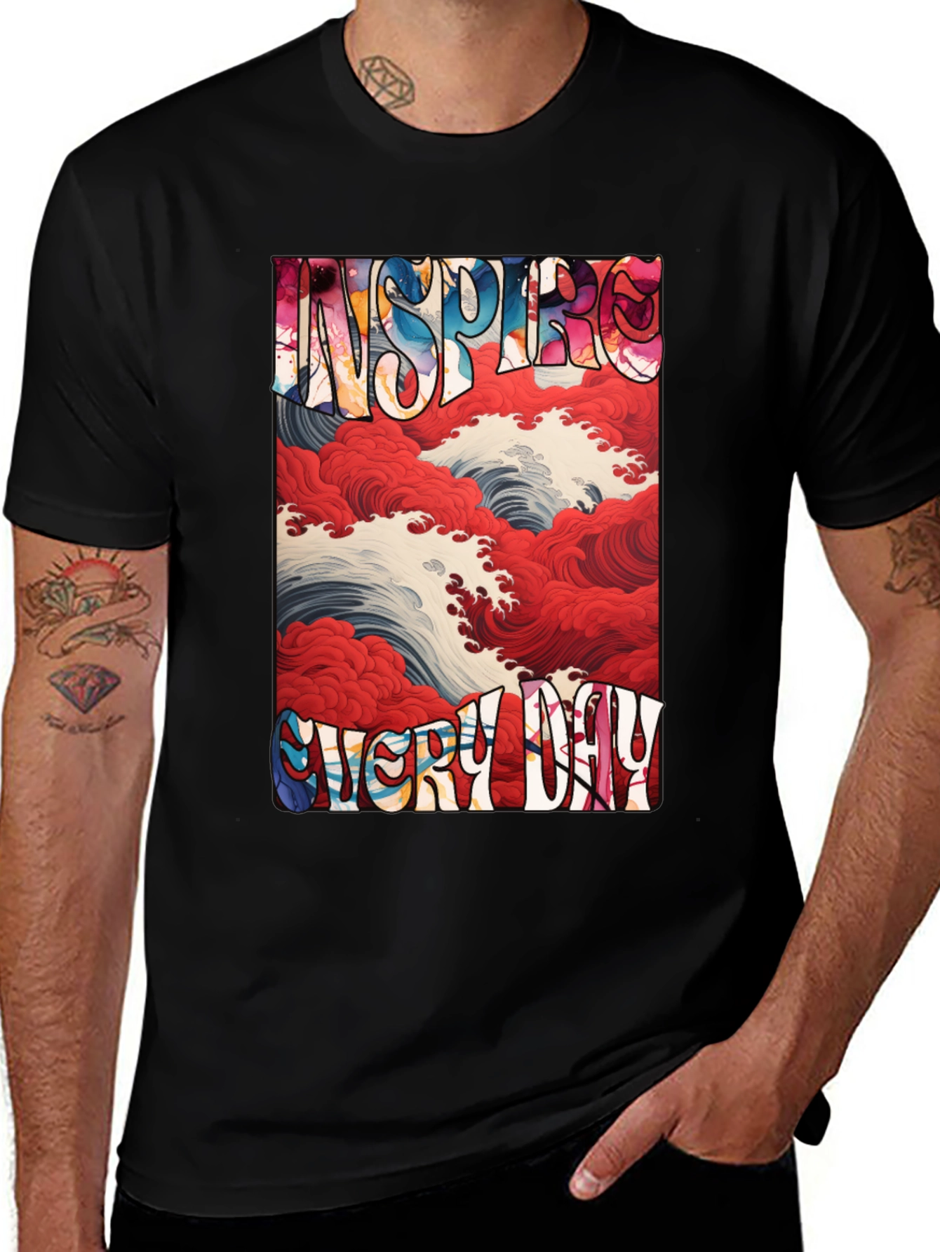 Variant 4 of Inspire Every Day Graphic Tee - Artistic Wave Design