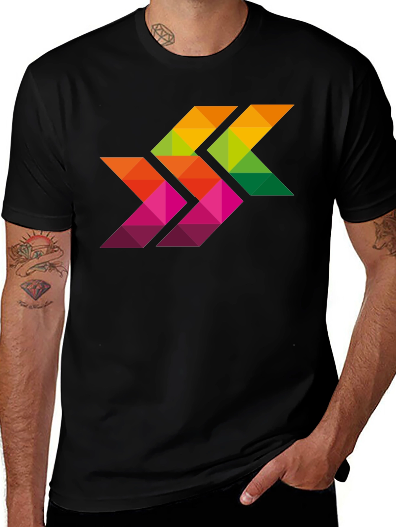 Variant 19 of Geometric Arrows Graphic Black T-Shirt