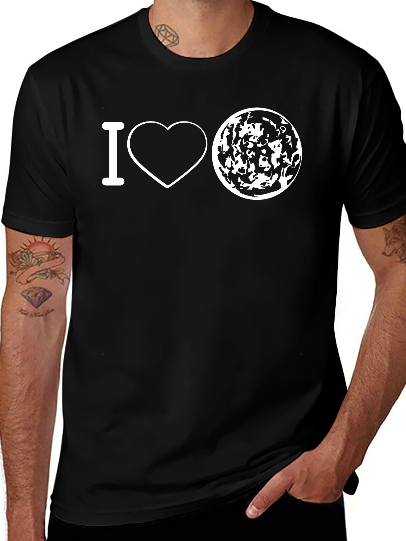Variant 26 of I Love Moon Black T-Shirt