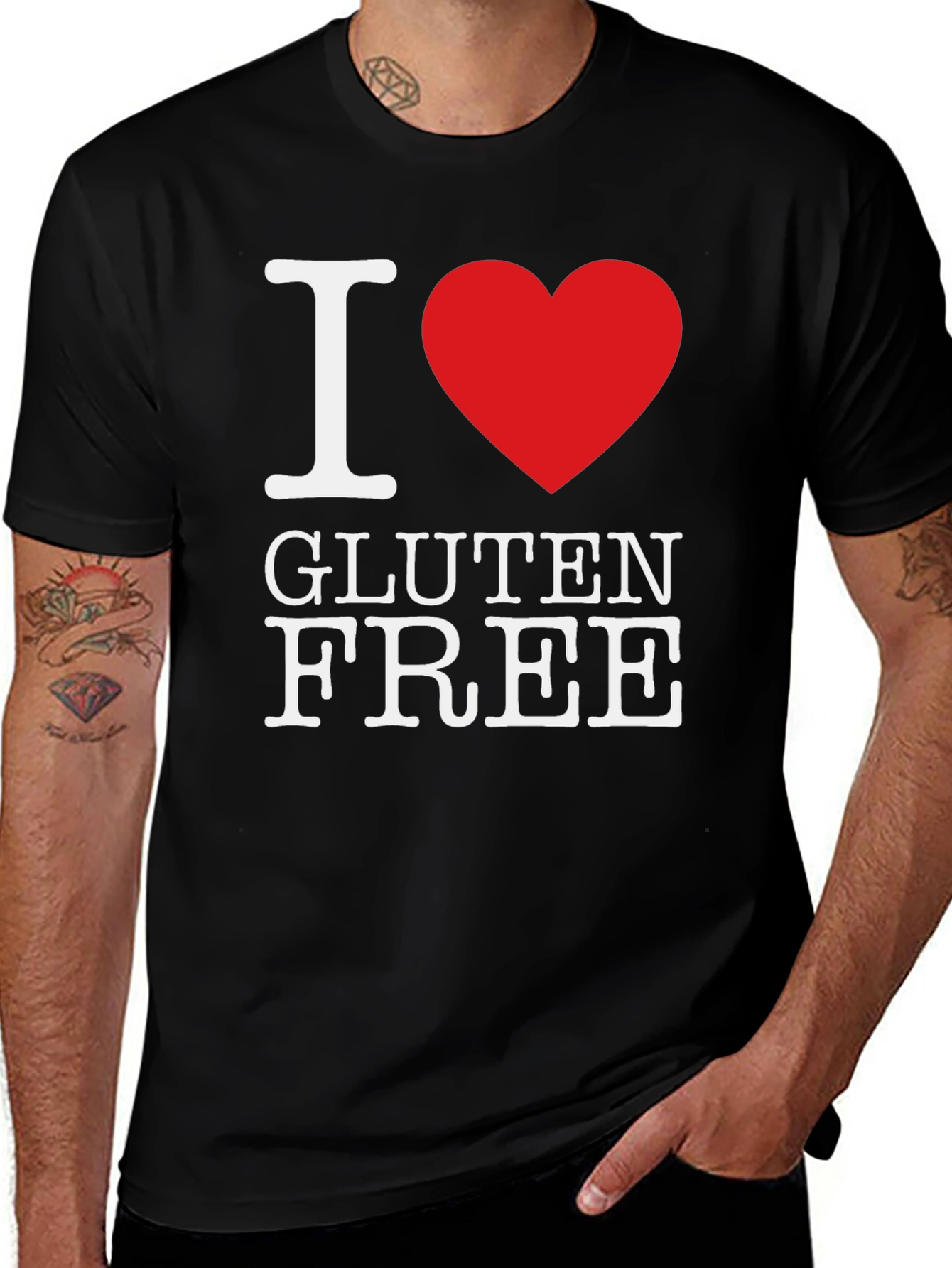 Variant 7 of I Heart Gluten Free Black T-Shirt