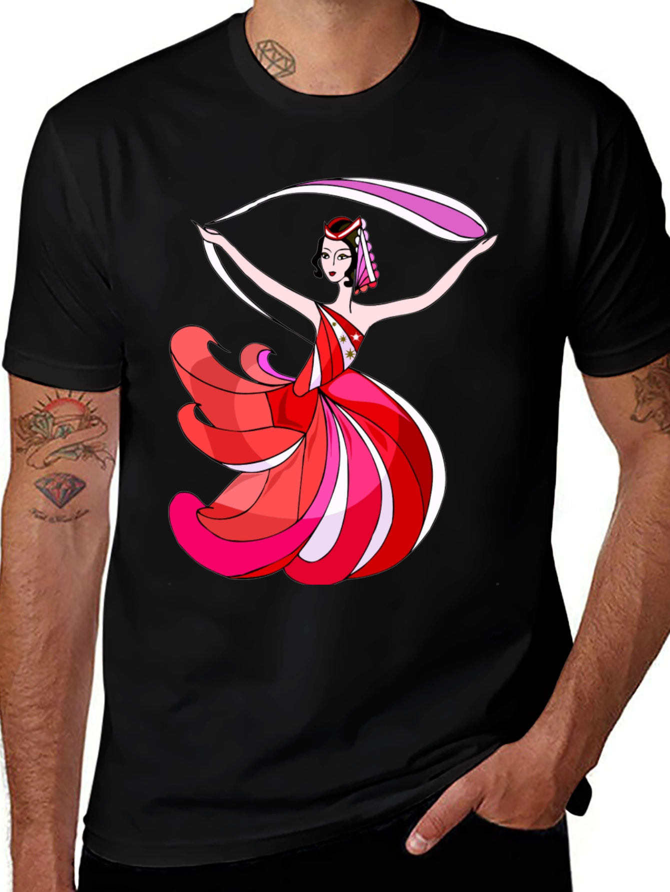 Variant 7 of Dancing Woman Graphic Black T-Shirt
