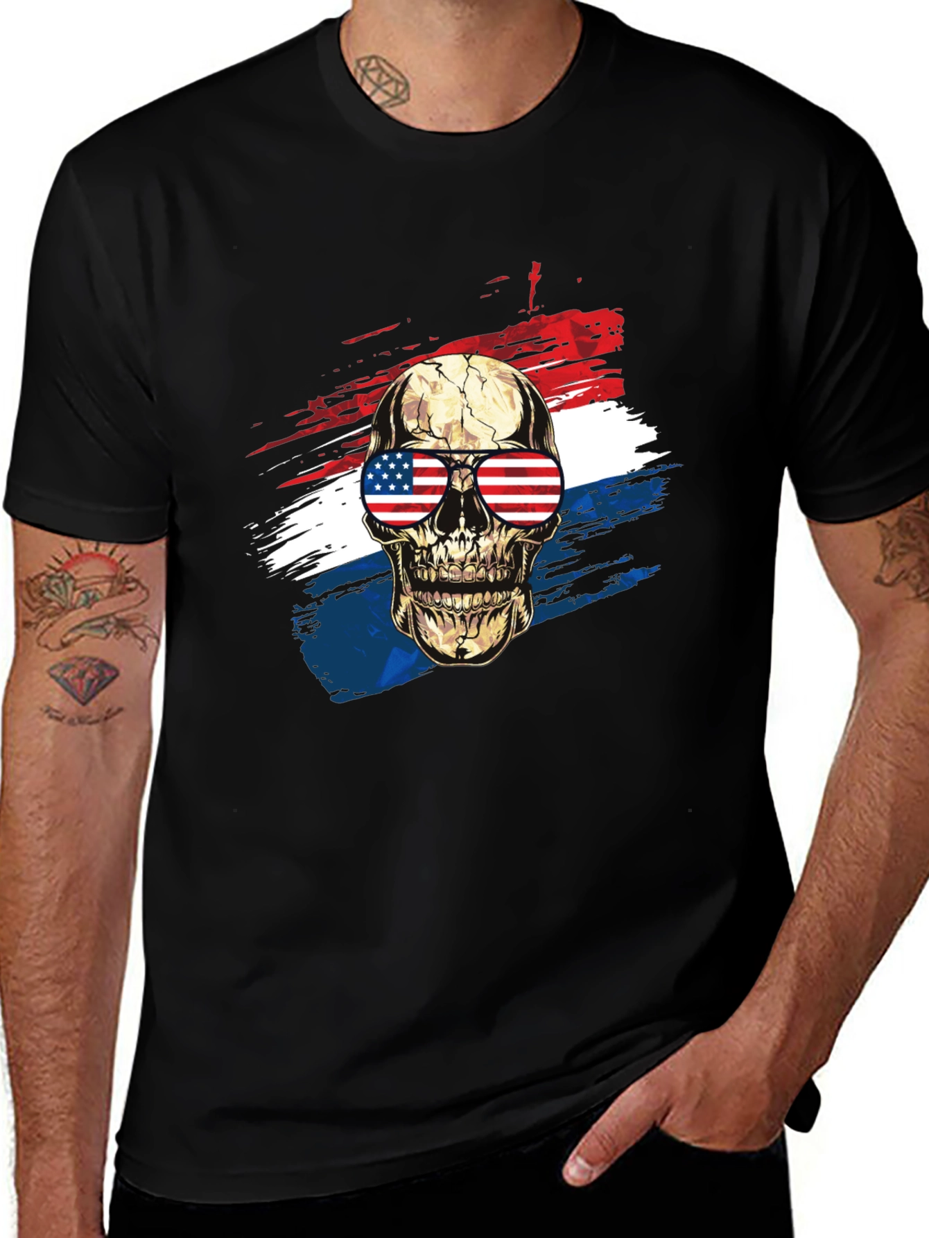 Variant 15 of American Flag Skull Graphic T-Shirt