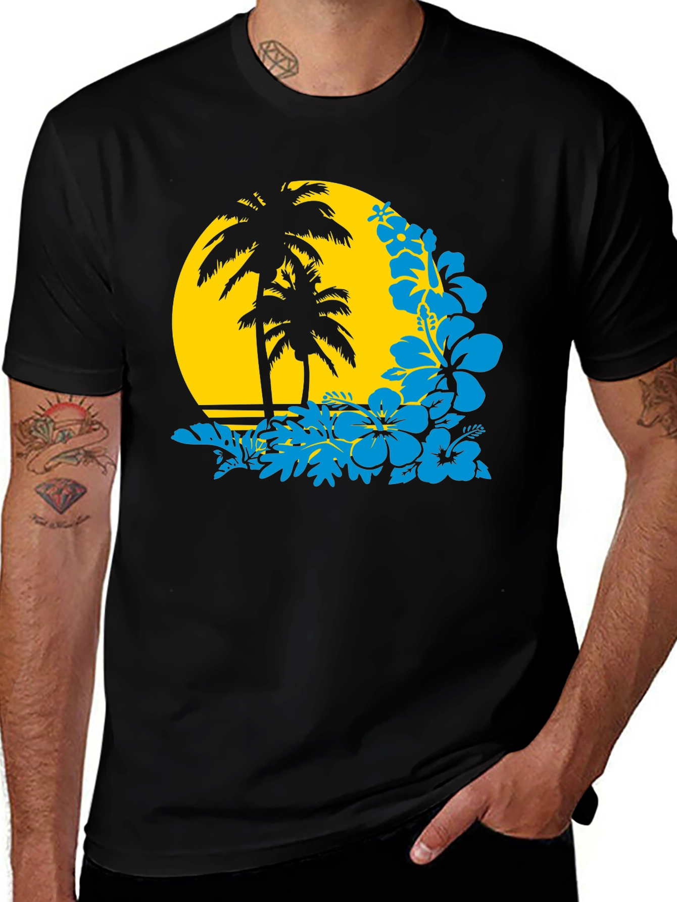 Variant 27 of Tropical Sunset Palm Tree Graphic Tee