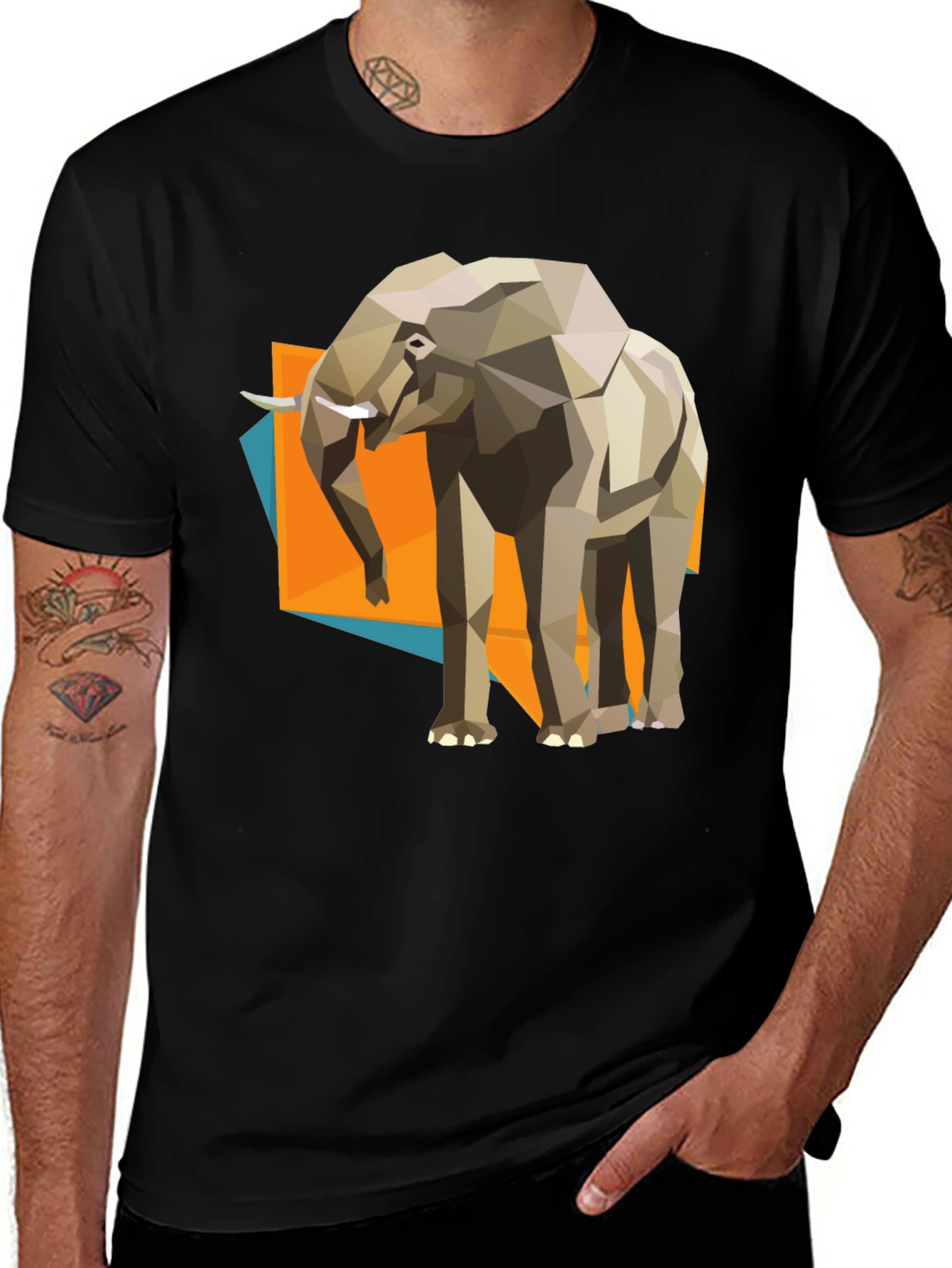 Variant 29 of Geometric Elephant Graphic Tee - Modern Artistic Design