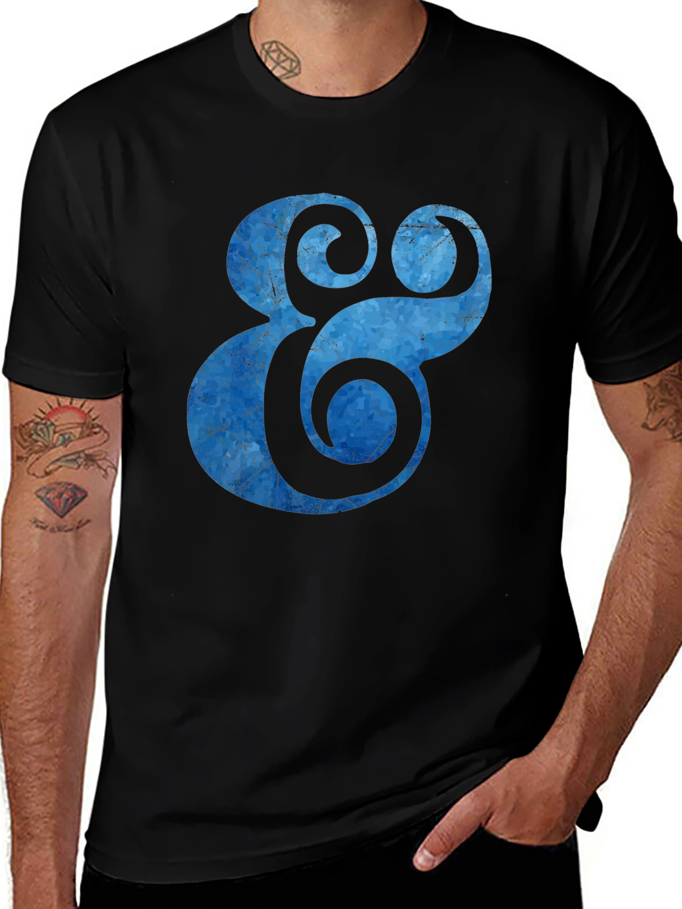 Variant 23 of Blue Ampersand Graphic Black T-Shirt