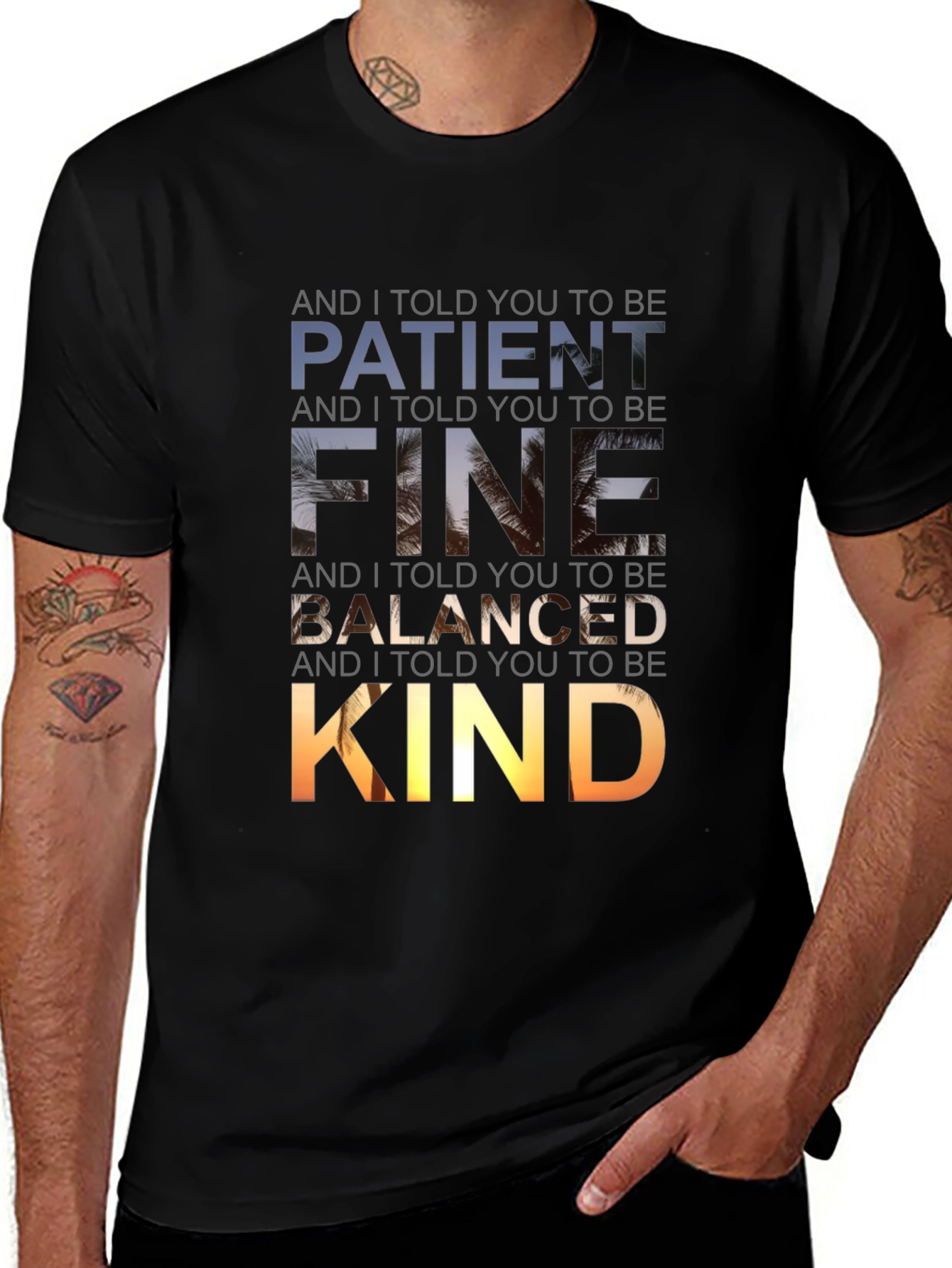 Variant 18 of Patient Fine Balanced Kind Graphic Tee