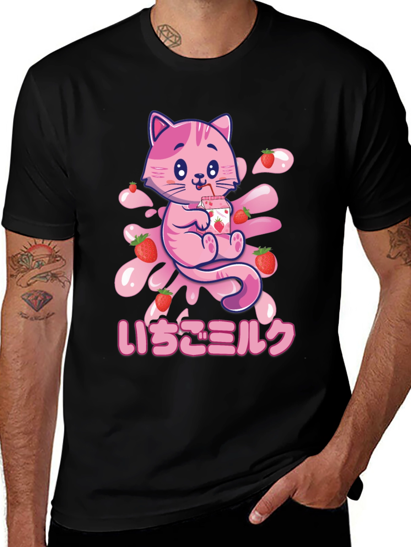 Strawberry Milk Cat Graphic Tee
