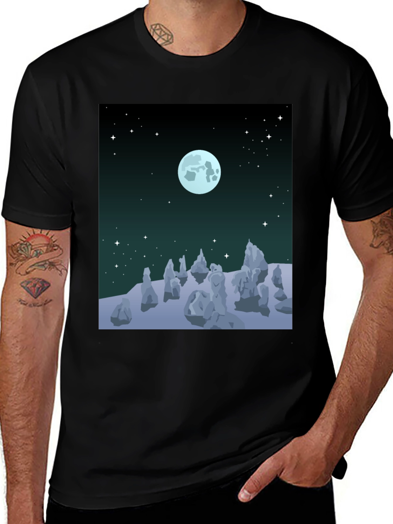 Variant 5 of Moonlit Landscape Graphic Tee - Soft Cotton Blend