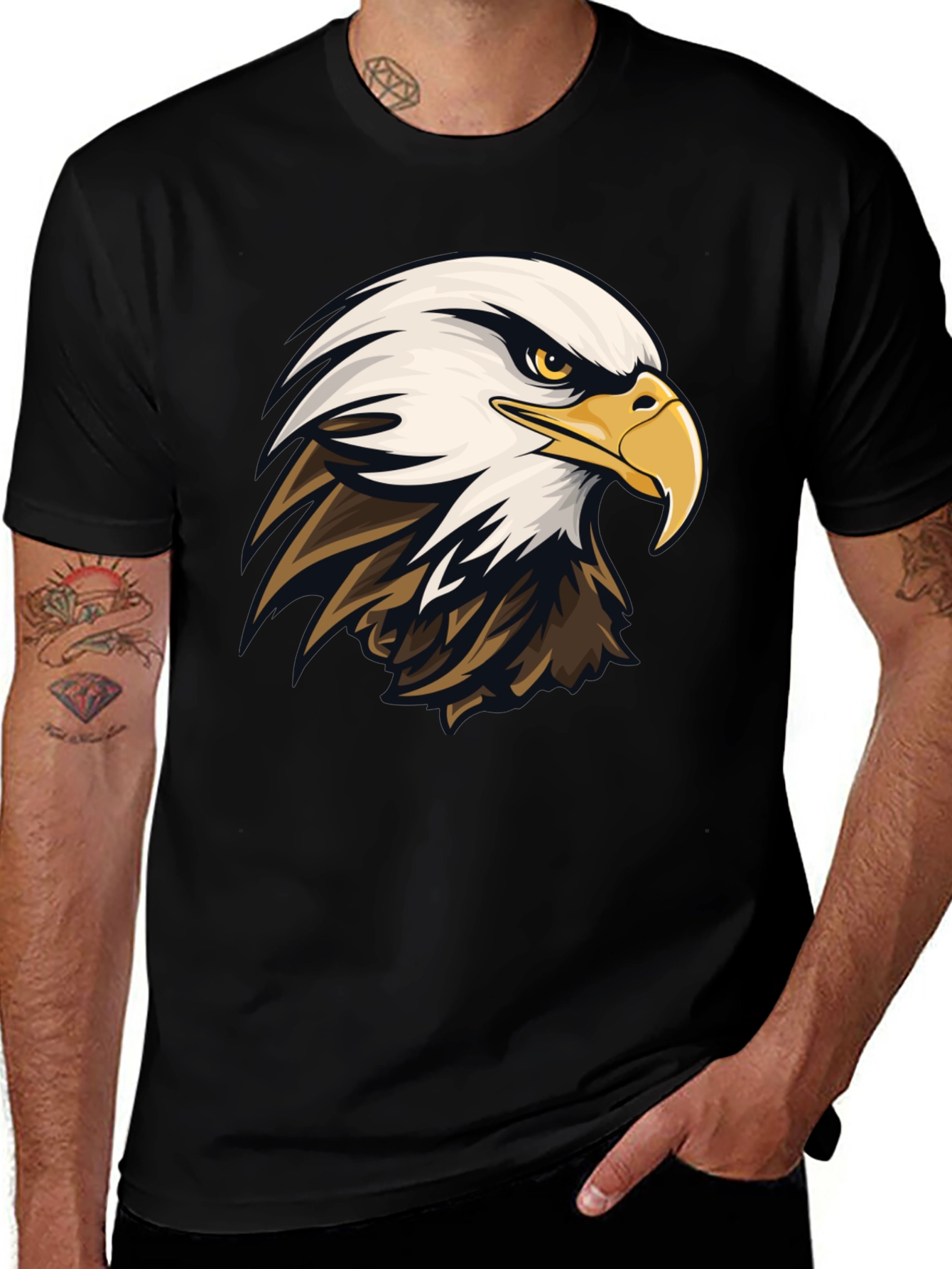 Variant 18 of Bald Eagle Graphic Tee - Men's Black T-Shirt
