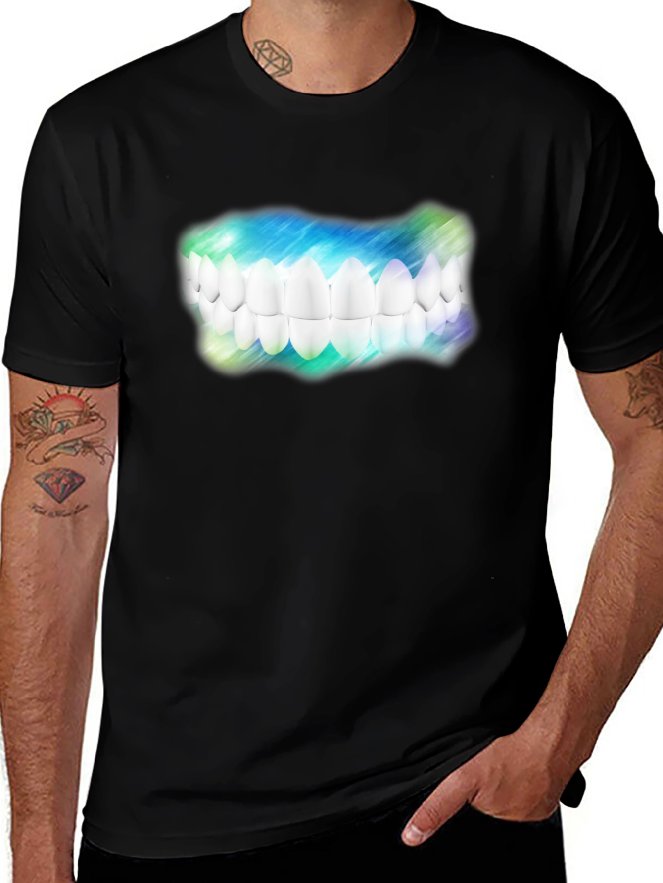 Variant 9 of Novelty Teeth Graphic Black T-Shirt