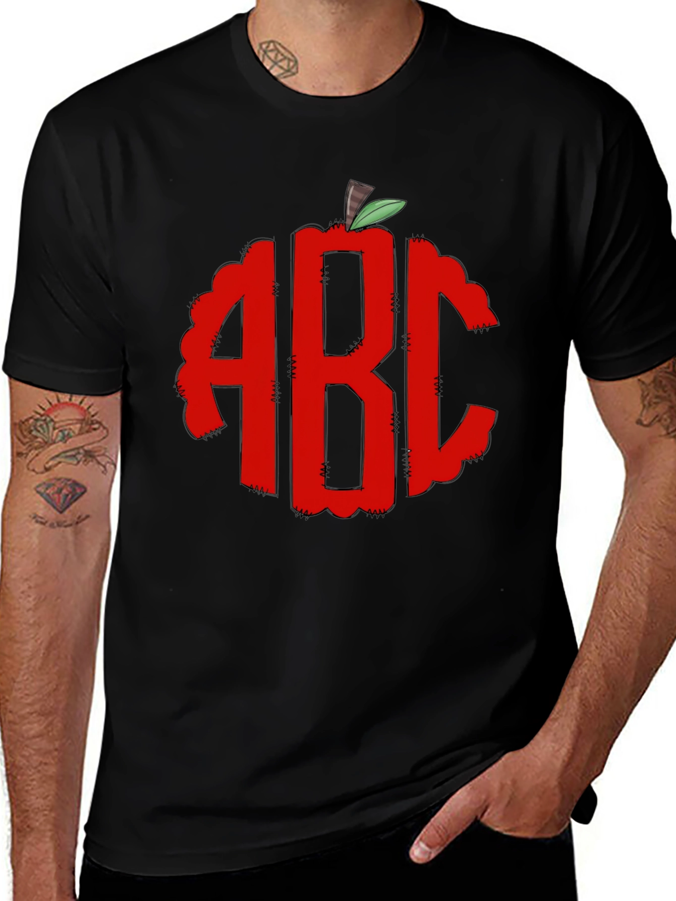 ABC Apple Monogram Black T-Shirt