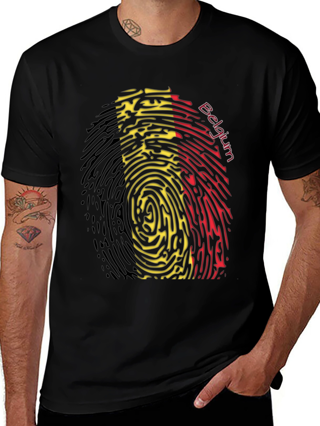 Belgium Flag Fingerprint T-Shirt - National Pride