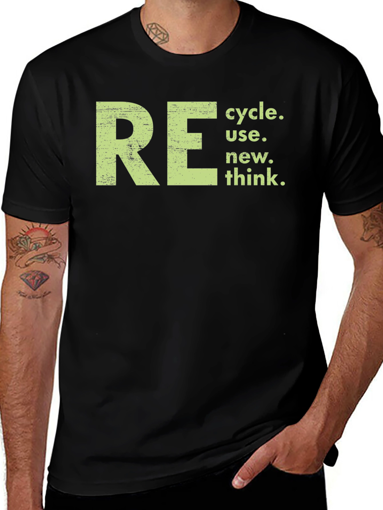 Eco-Friendly 'RE' Graphic Black T-Shirt