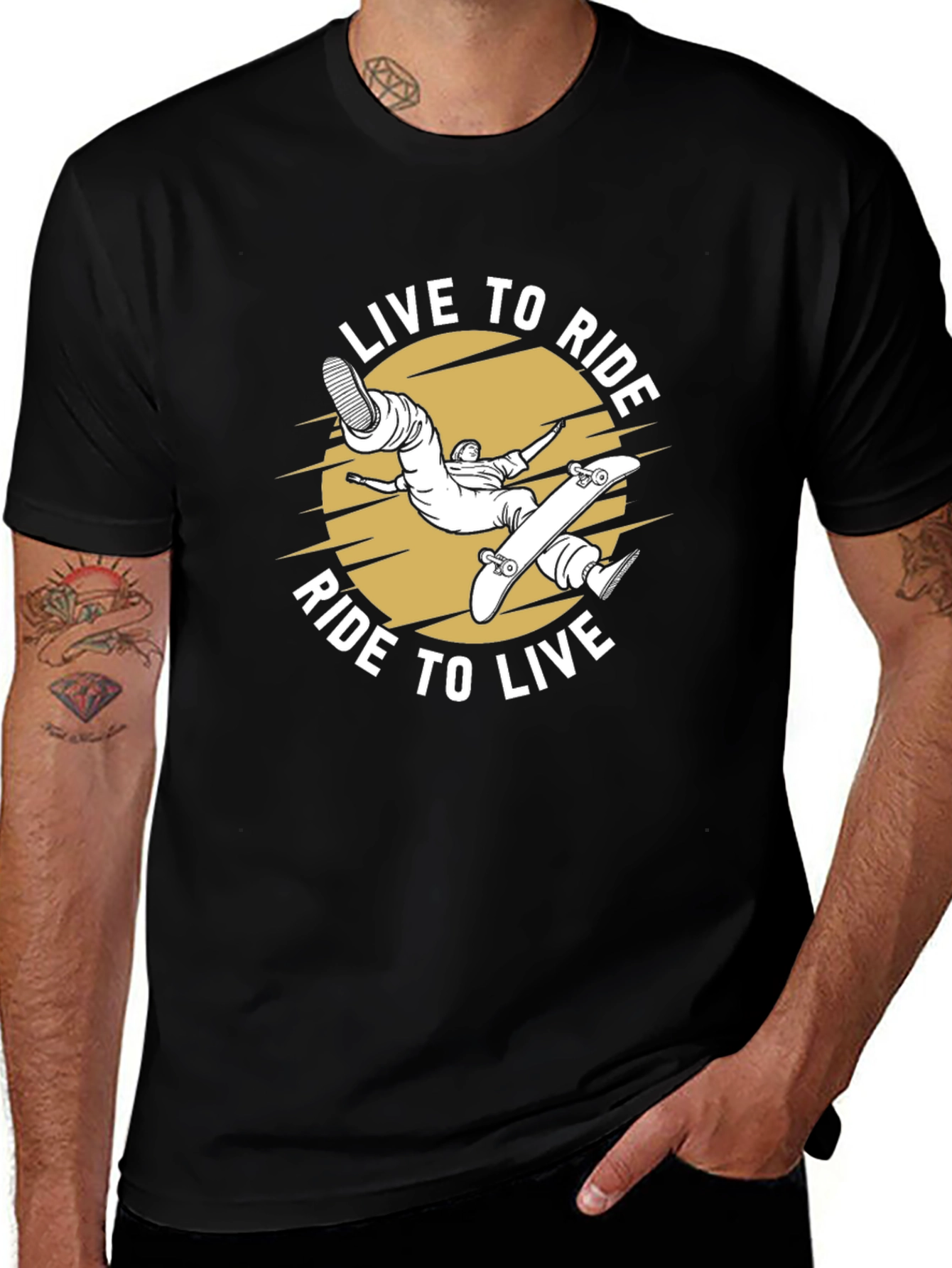 Variant 9 of Skater T-Shirt - Live to Ride, Ride to Live Design