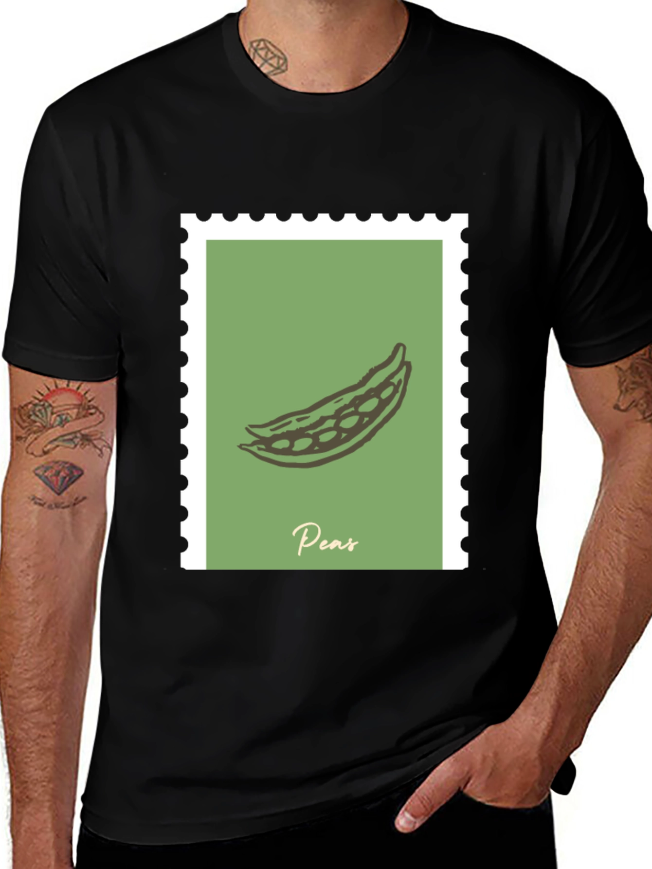 Peas Graphic Tee - Black Cotton T-Shirt