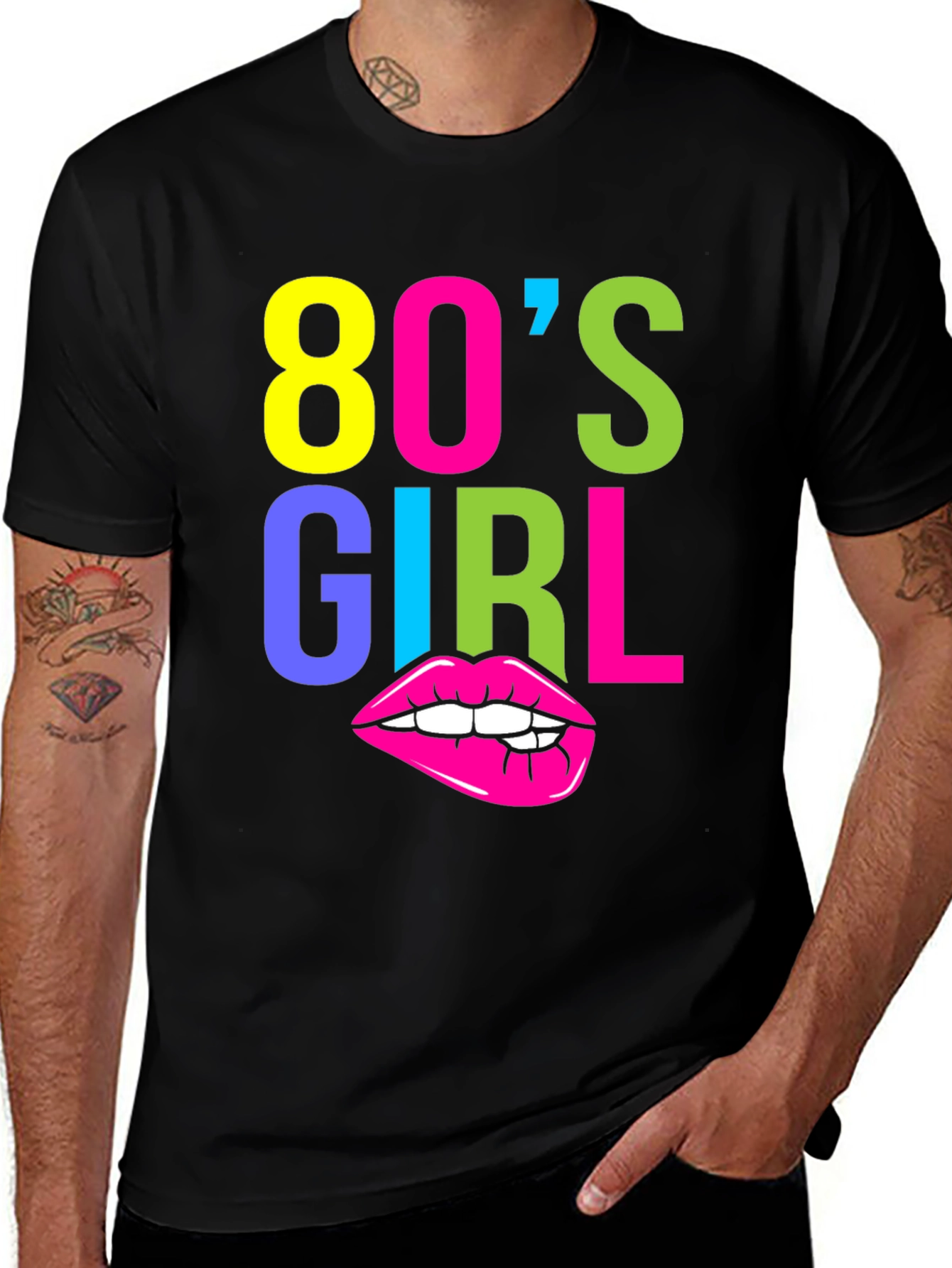 80's Girl Graphic Tee - Retro Neon T-Shirt