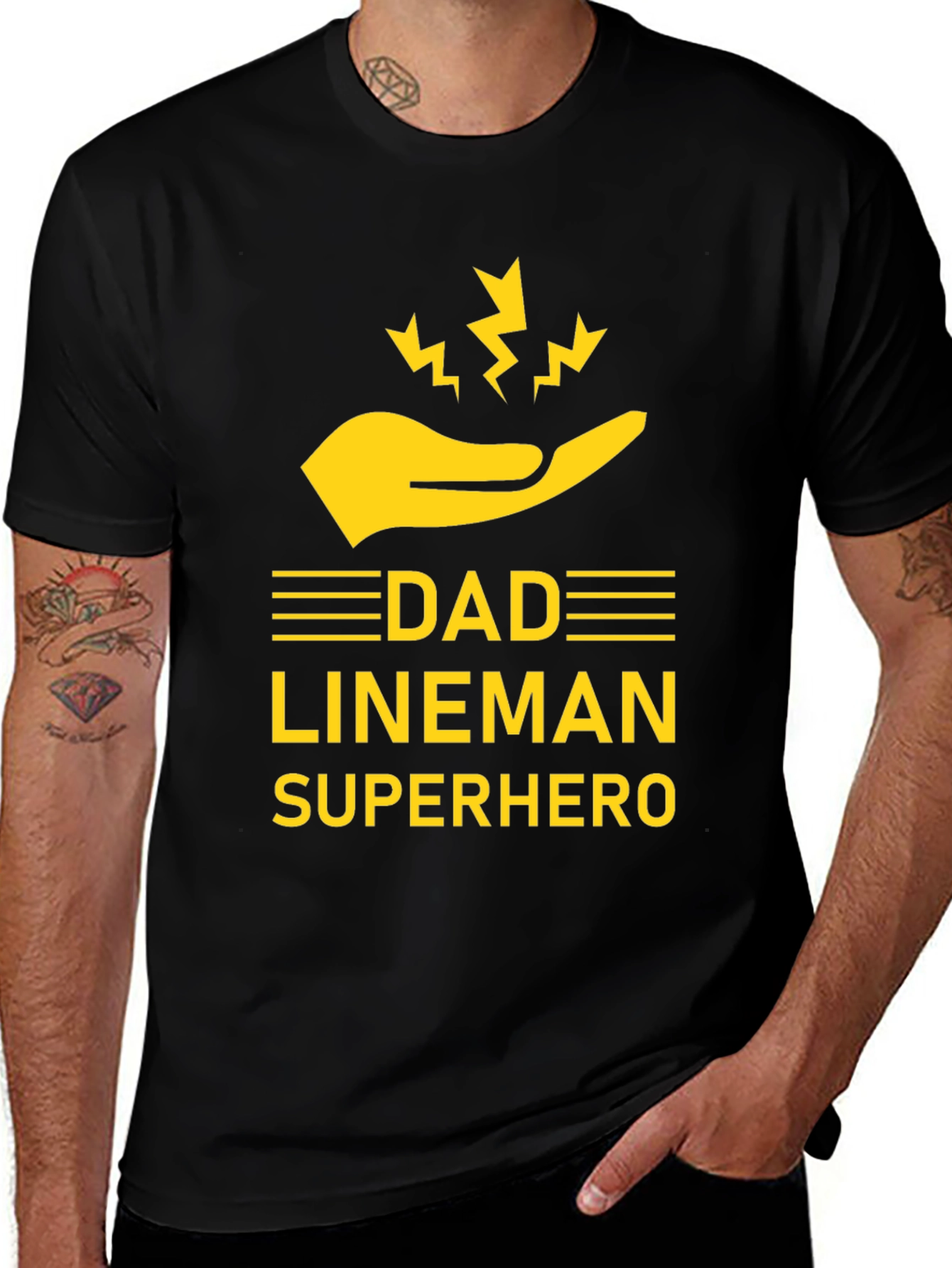 Variant 11 of Dad Lineman Superhero T-Shirt - Black