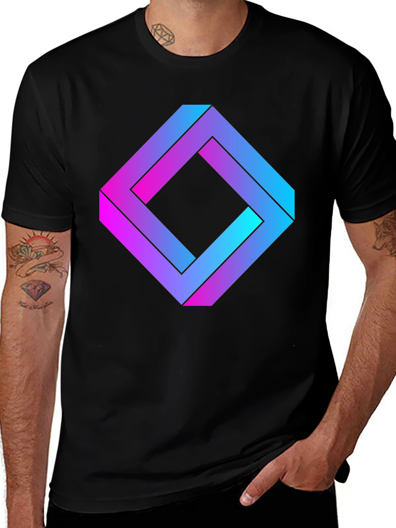Variant 8 of Impossible Square Graphic Tee - Stylish Optical Illusion Shirt