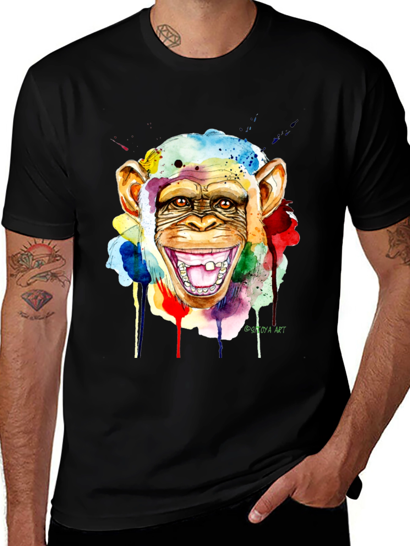 Variant 29 of Colorful Monkey Watercolor Art Graphic T-Shirt