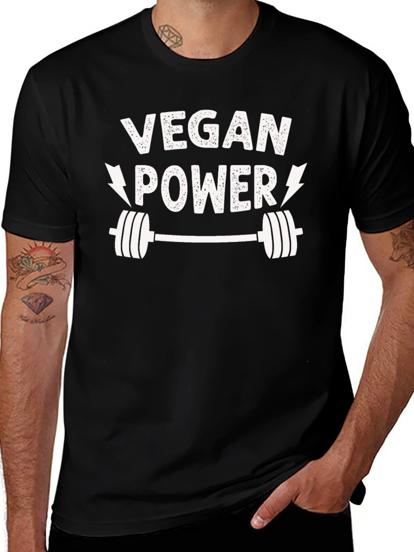 Variant 11 of Vegan Power T-Shirt - Weightlifting Design