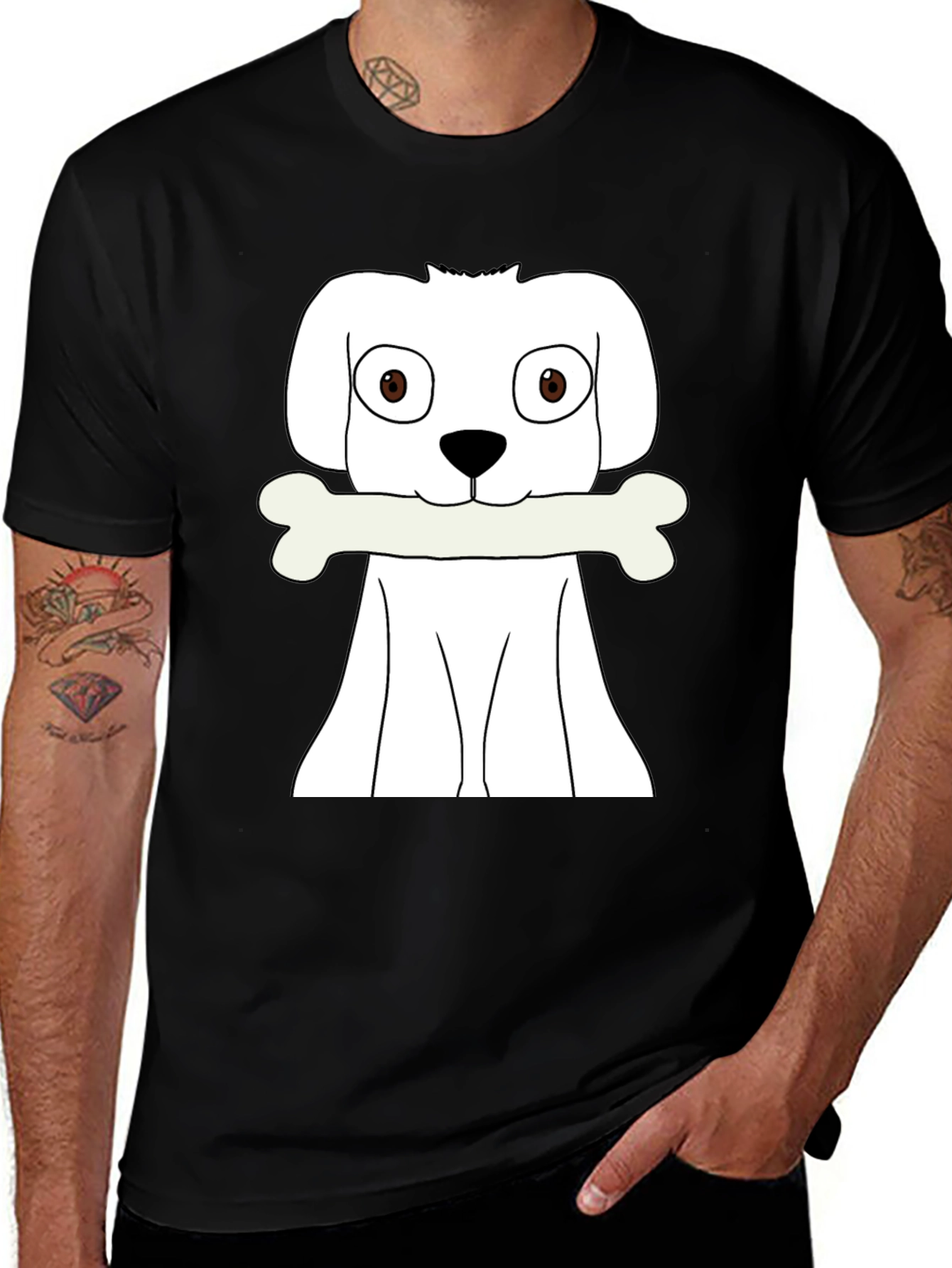 Variant 25 of Dog with Bone Graphic T-Shirt - Black