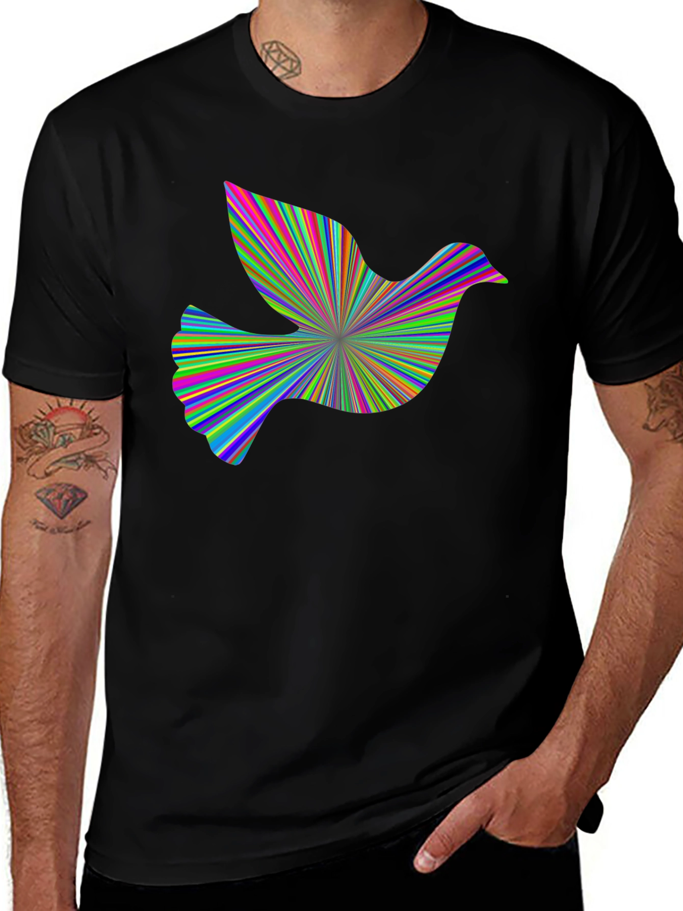 Variant 6 of Psychedelic Dove Graphic Tee - Vibrant Art Shirt