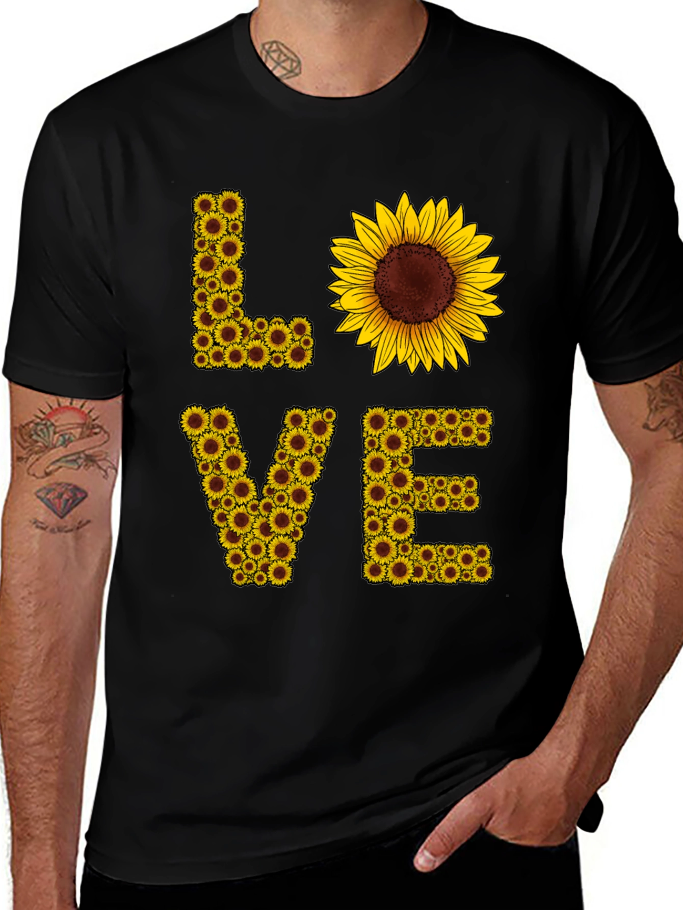 Variant 29 of Sunflower LOVE Graphic Tee - Black Casual Shirt