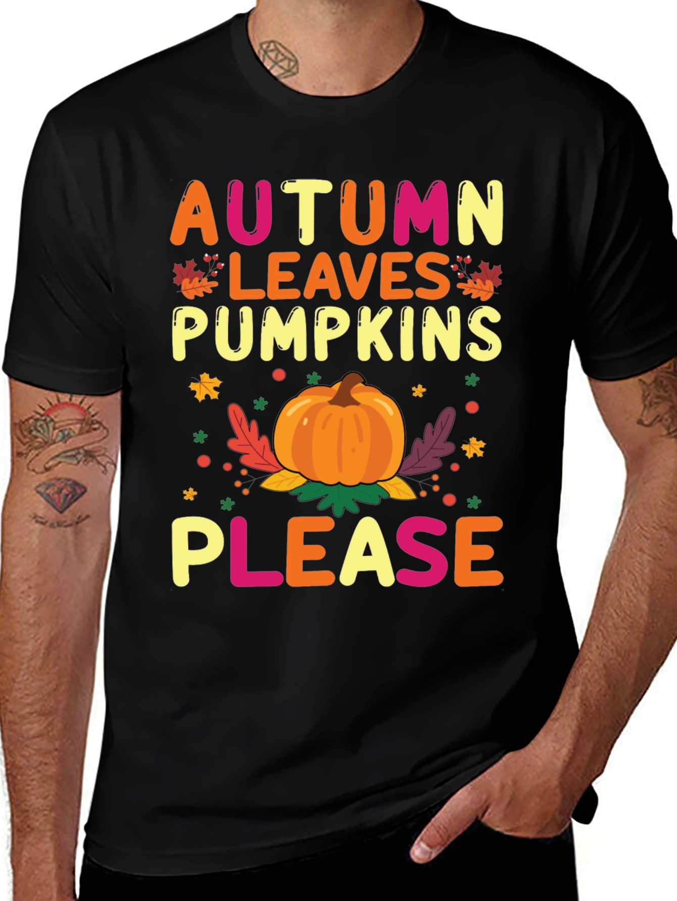 Variant 28 of Autumn Leaves Pumpkins Please Graphic Tee