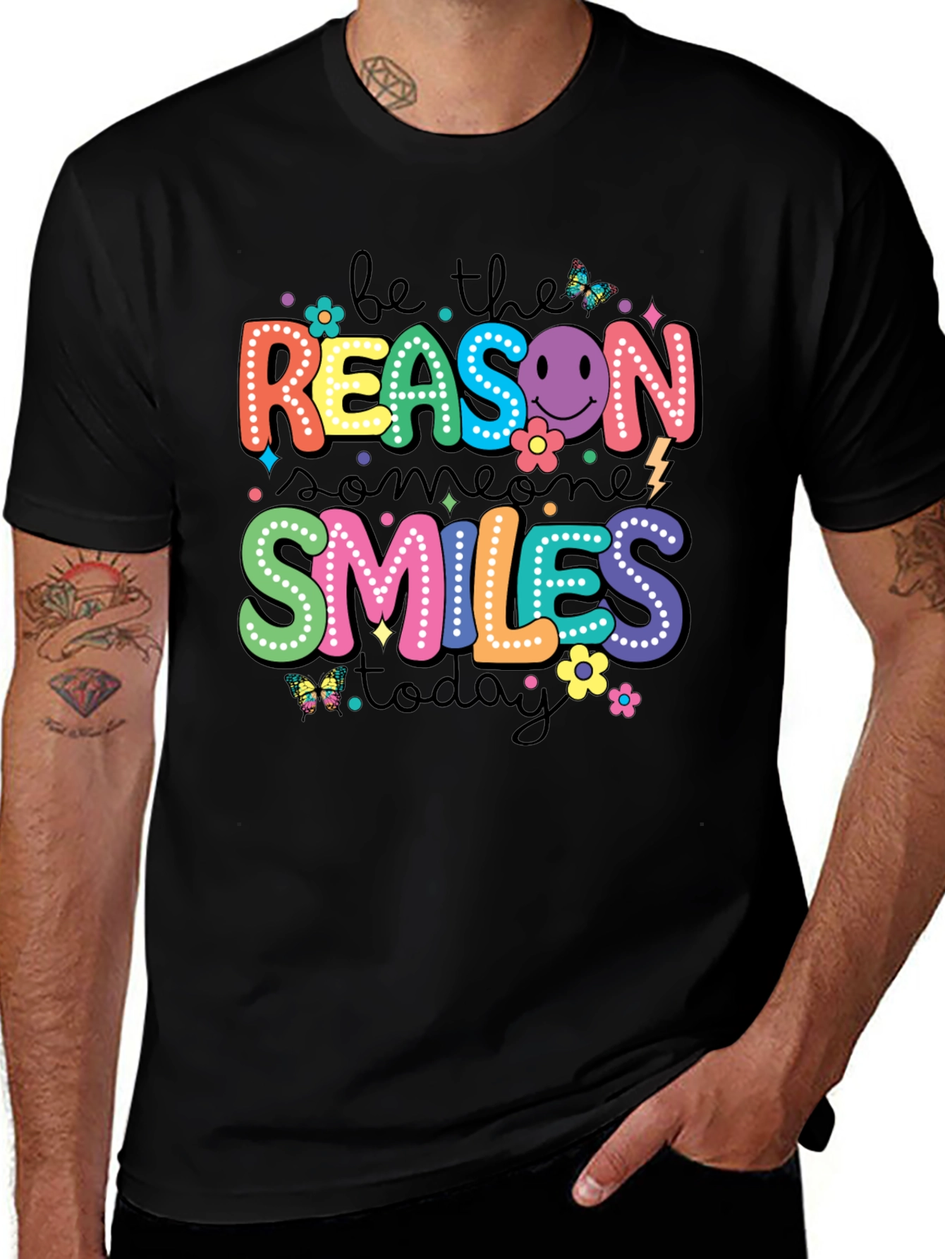 Variant 11 of Be the Reason Someone Smiles Today Black T-Shirt