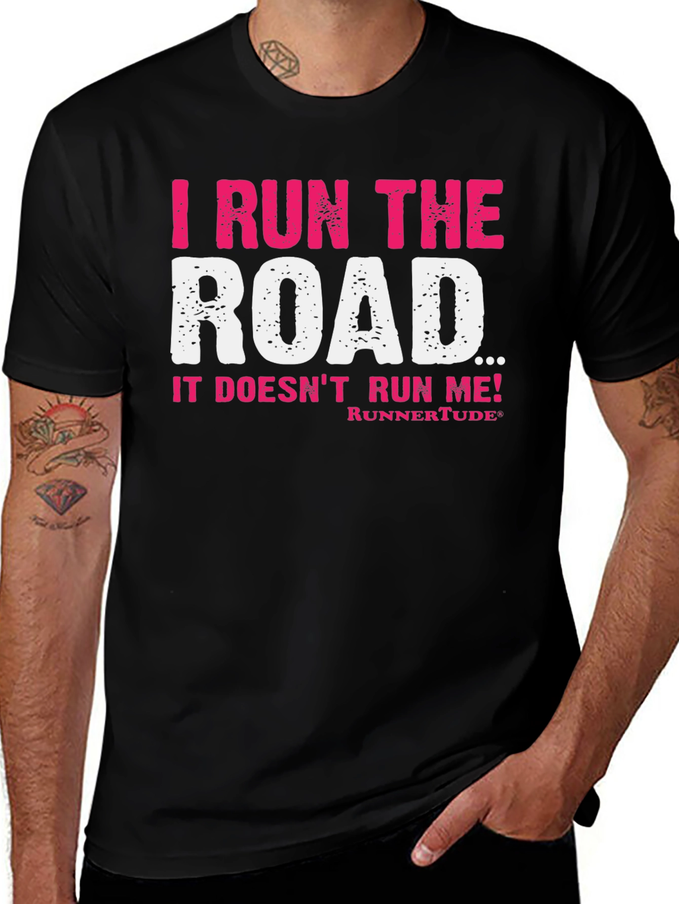 Variant 18 of I Run the Road T-Shirt - Motivational Running Tee