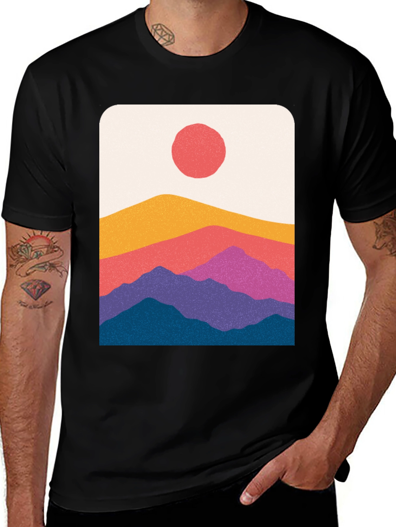 Mountainscape Graphic Tee - Retro Style Shirt