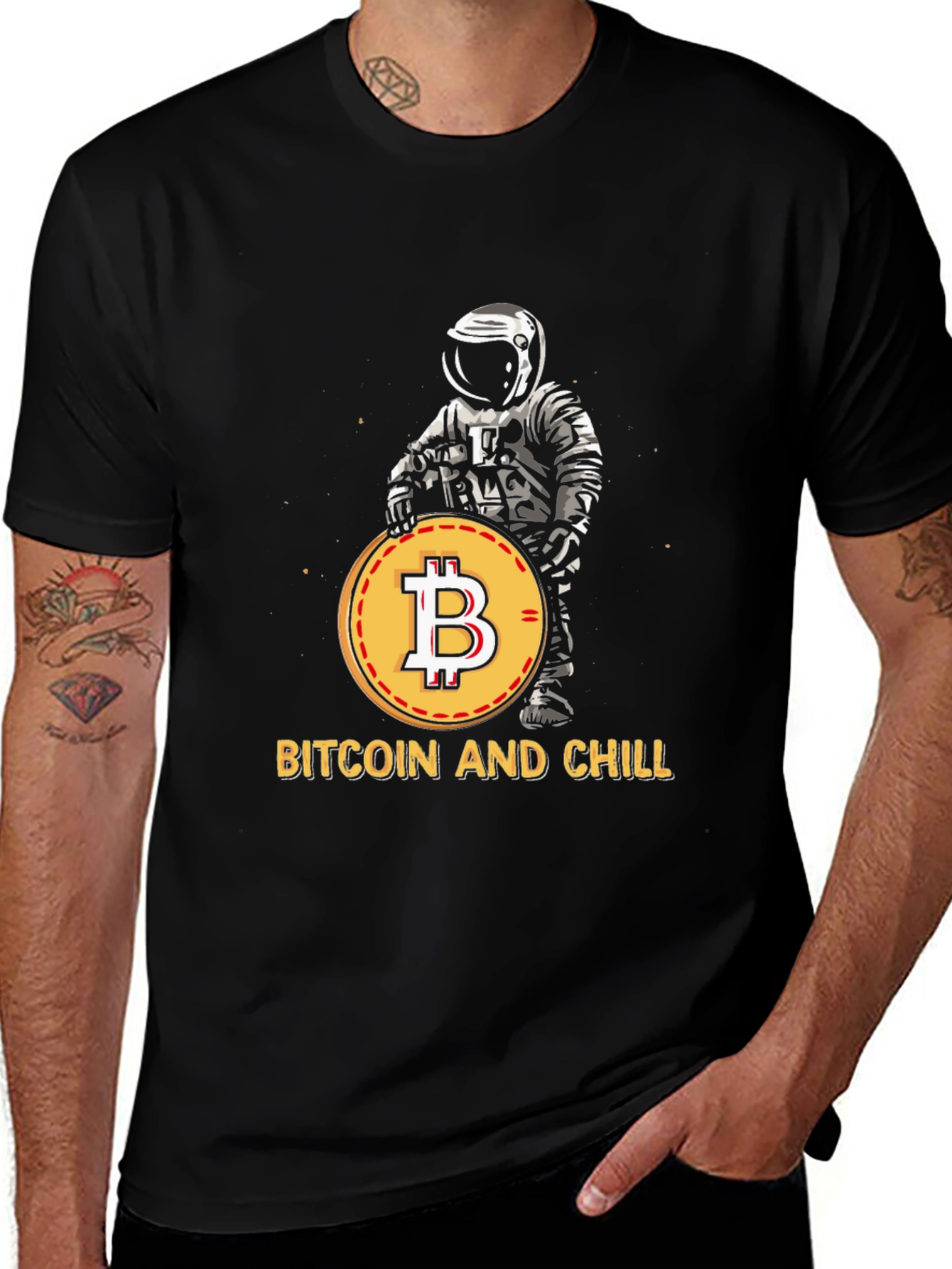 Bitcoin and Chill Astronaut Graphic Tee