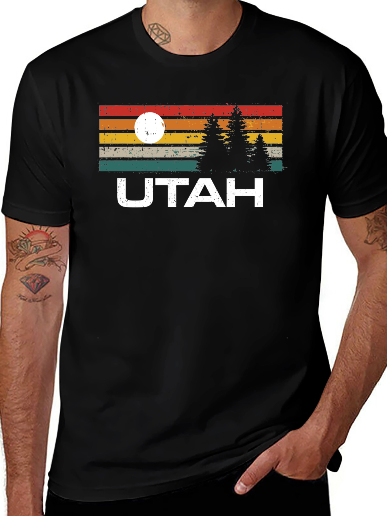 Variant 3 of Retro Utah Graphic Tee - Mountain & Sunrise Design
