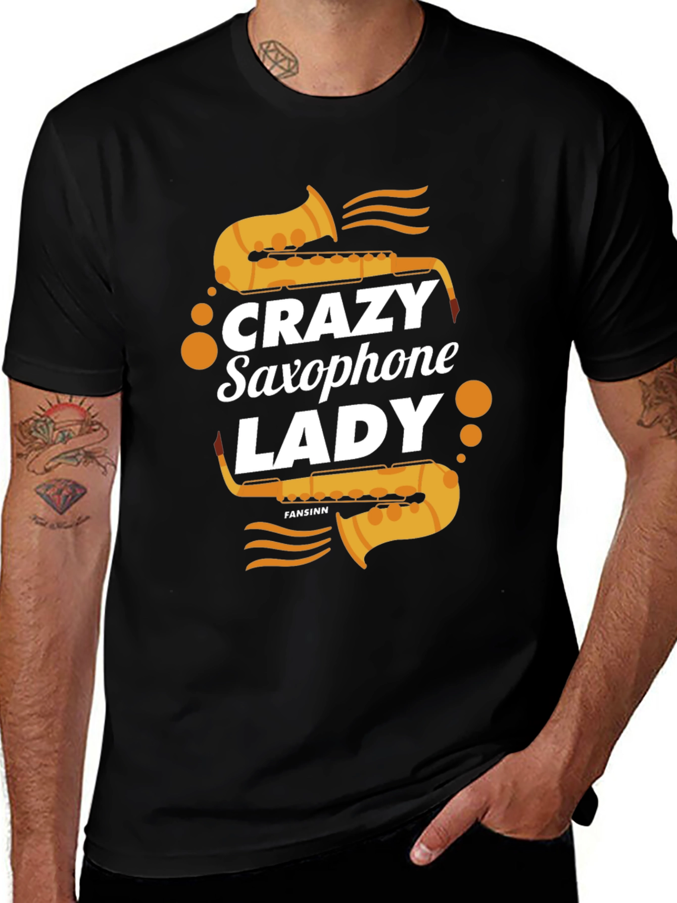 Variant 23 of Crazy Saxophone Lady T-Shirt - Music Lover Tee
