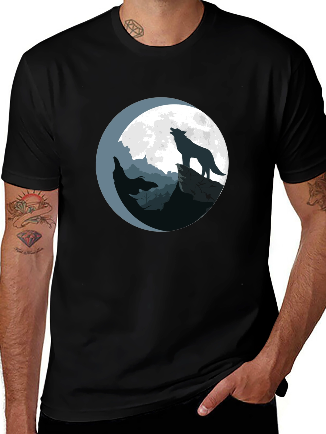Variant 10 of Wolf Howling at Moon Graphic T-Shirt