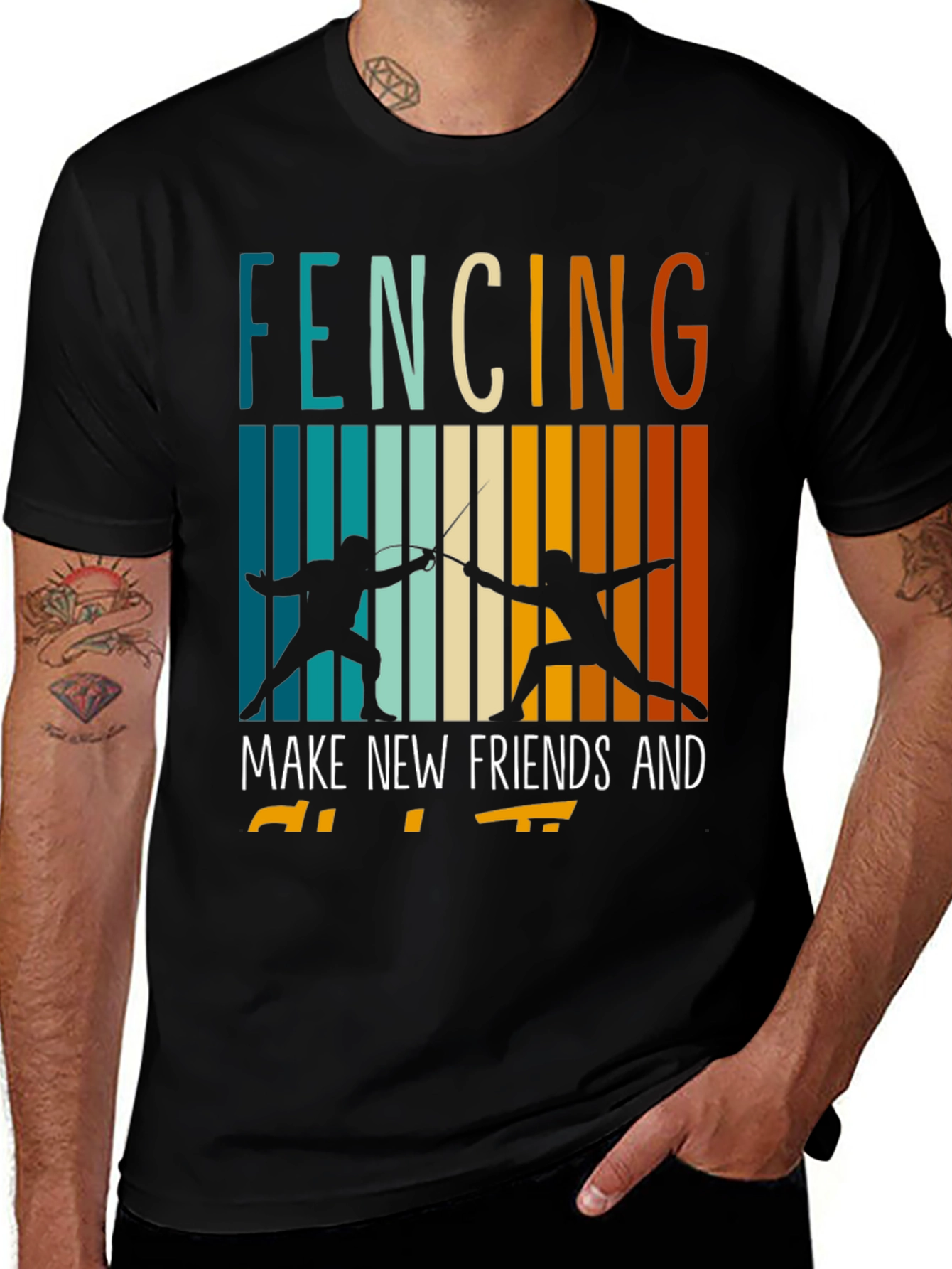 Variant 16 of Fencing Make New Friends T-Shirt