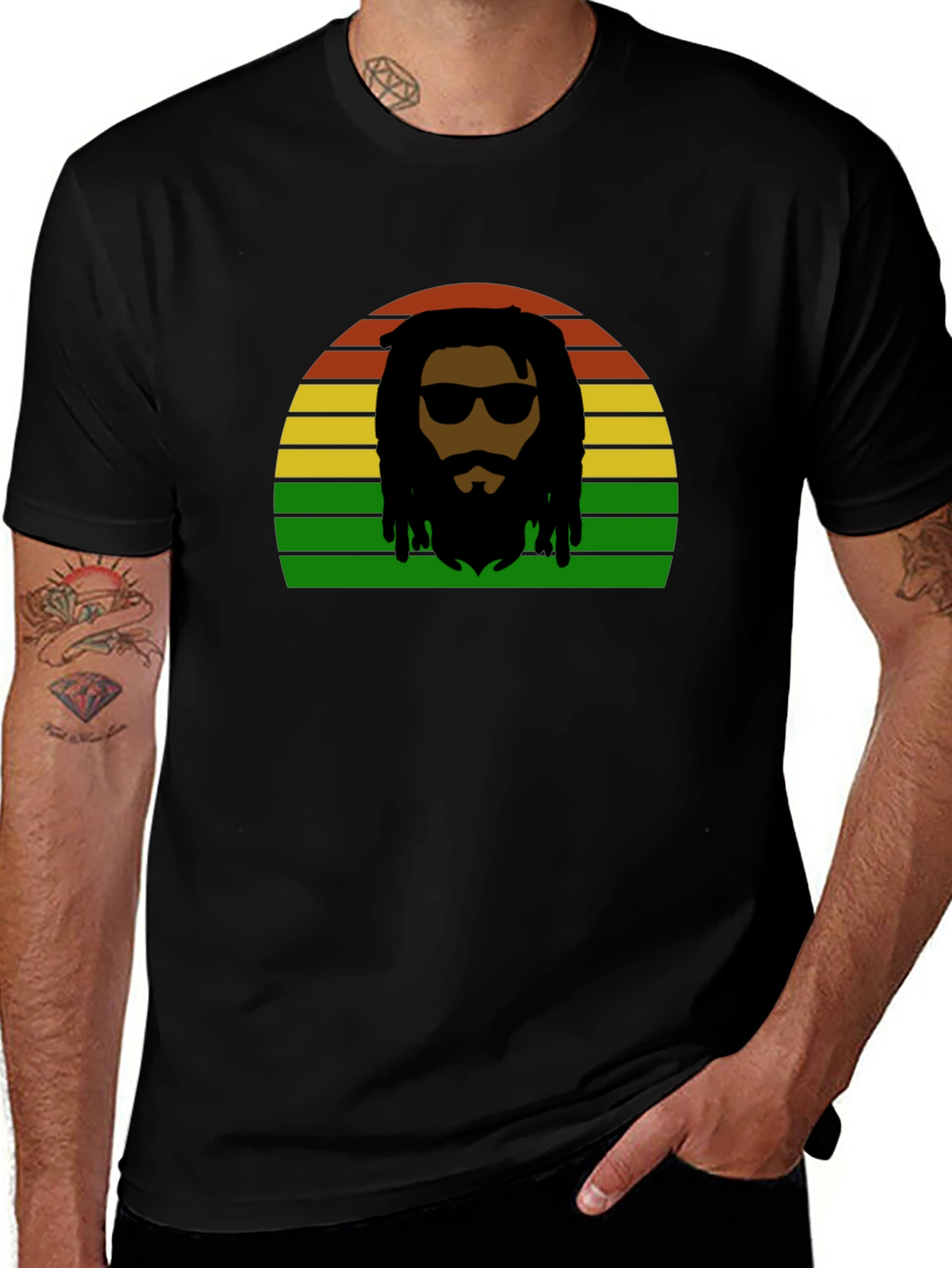 Rasta Man Retro Sunset T-Shirt - Reggae Vibes